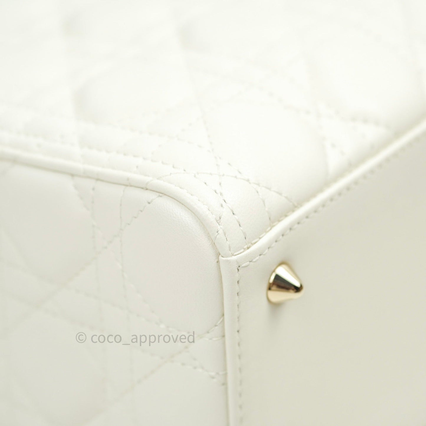 Christian Dior Lambskin Medium Lady Dior Ivory White Gold Hardware