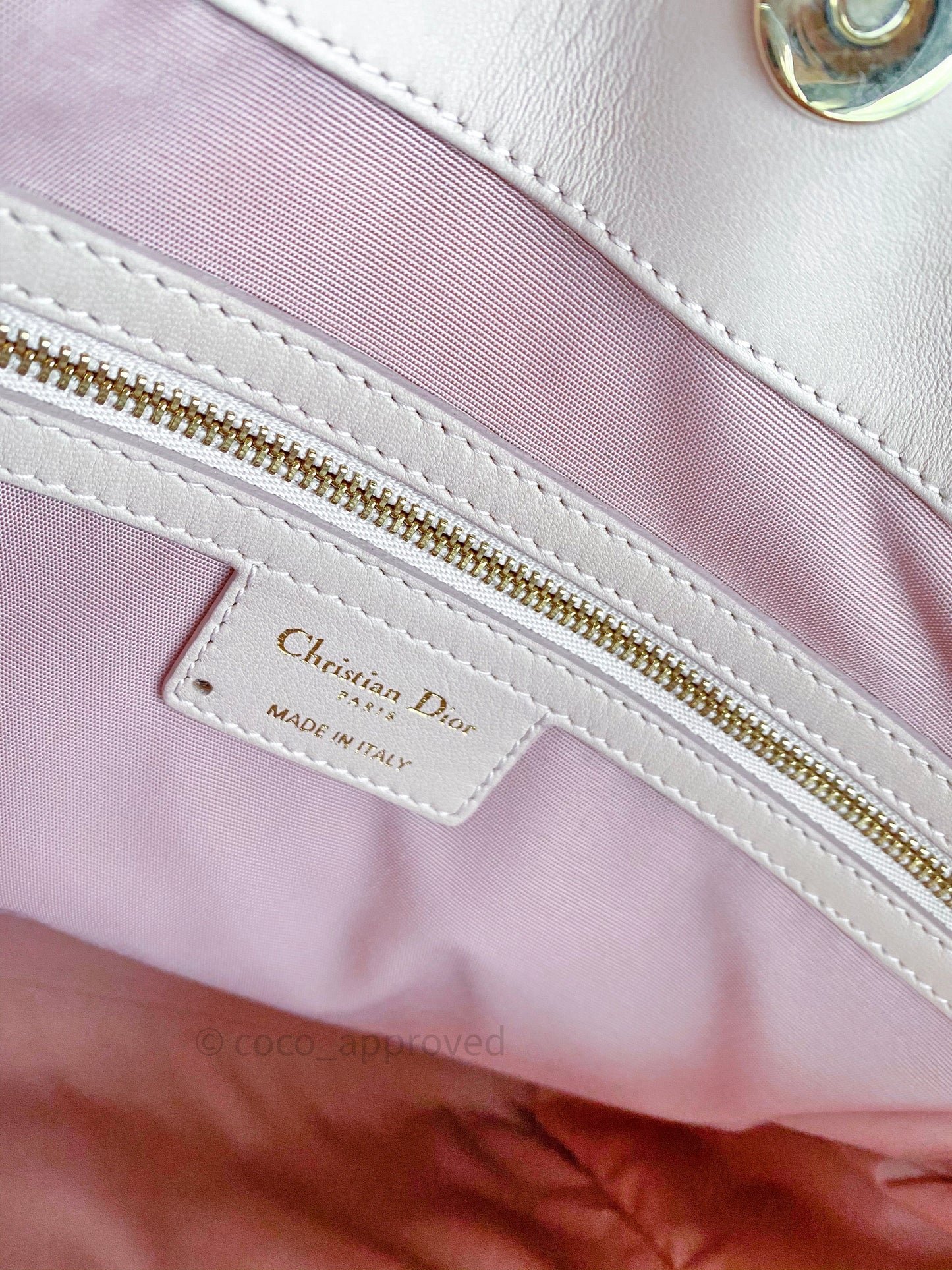 Christian Dior Lambskin Large Lady Dior Tote Bag Blush Pink