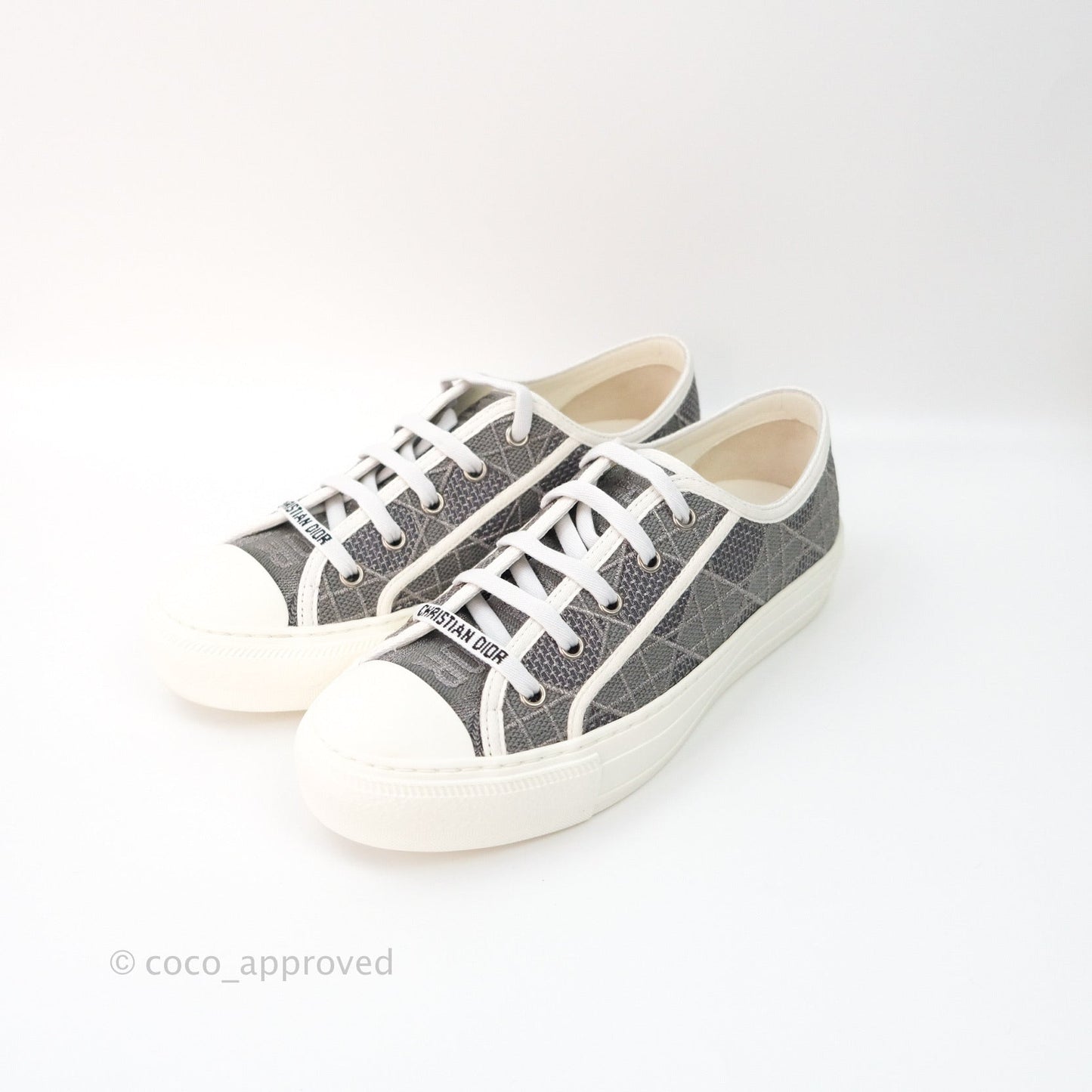 Christian Dior Walk’n’Dior Gray Cannage Embroidered Metallic Cotton