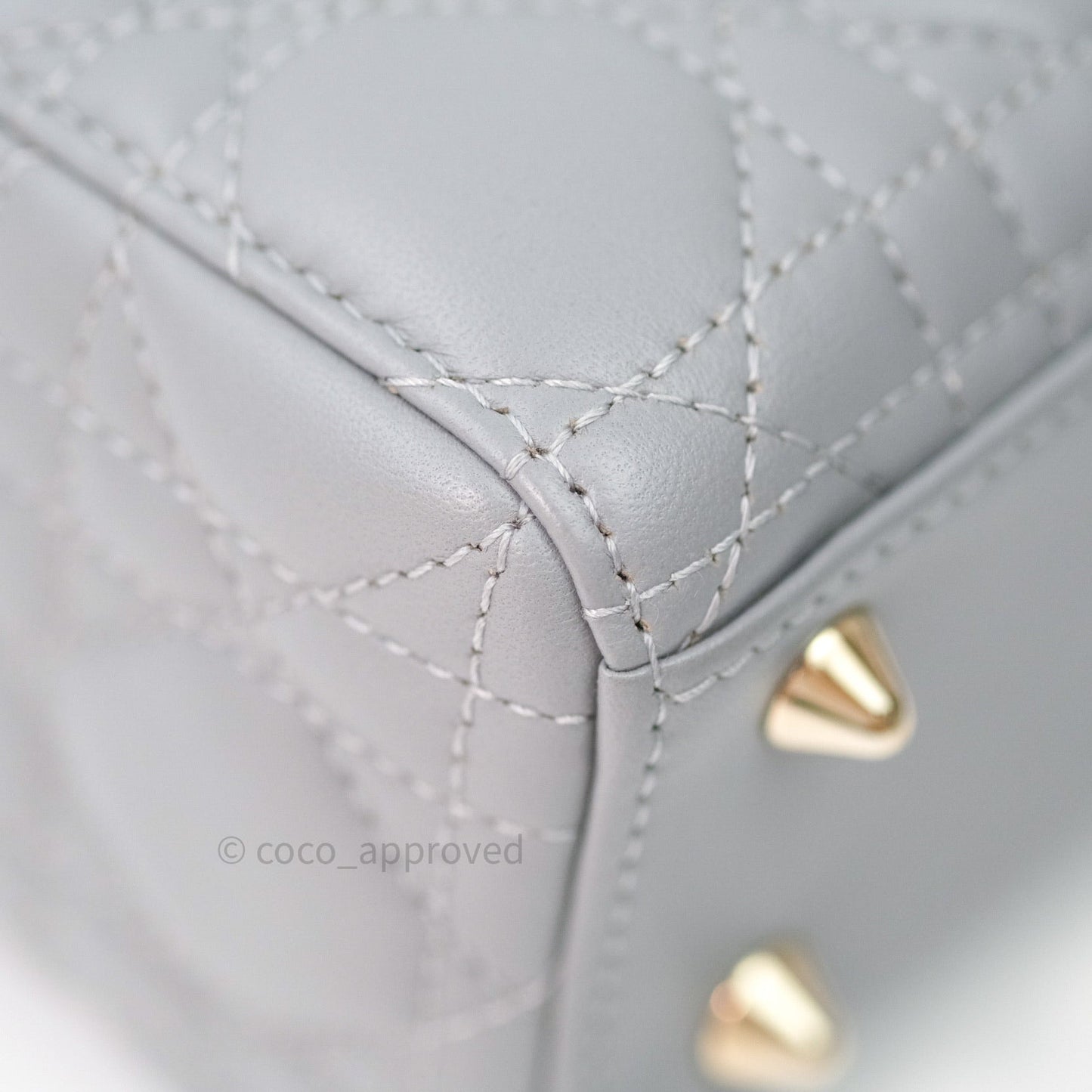 Christian Dior Lambskin My ABCDior Lady Dior Grey Gold Hardware