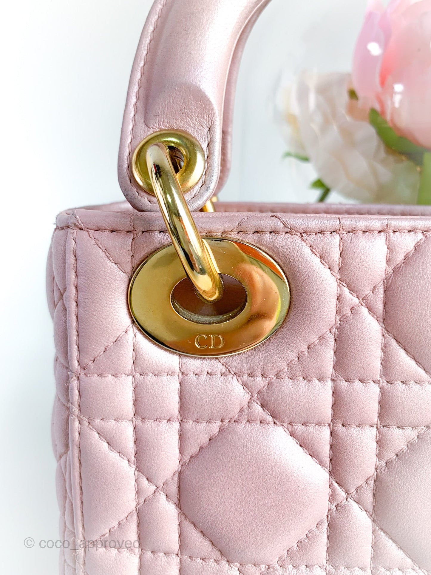 Christian Dior Calfskin Cannage Mini Lady Dior Pink