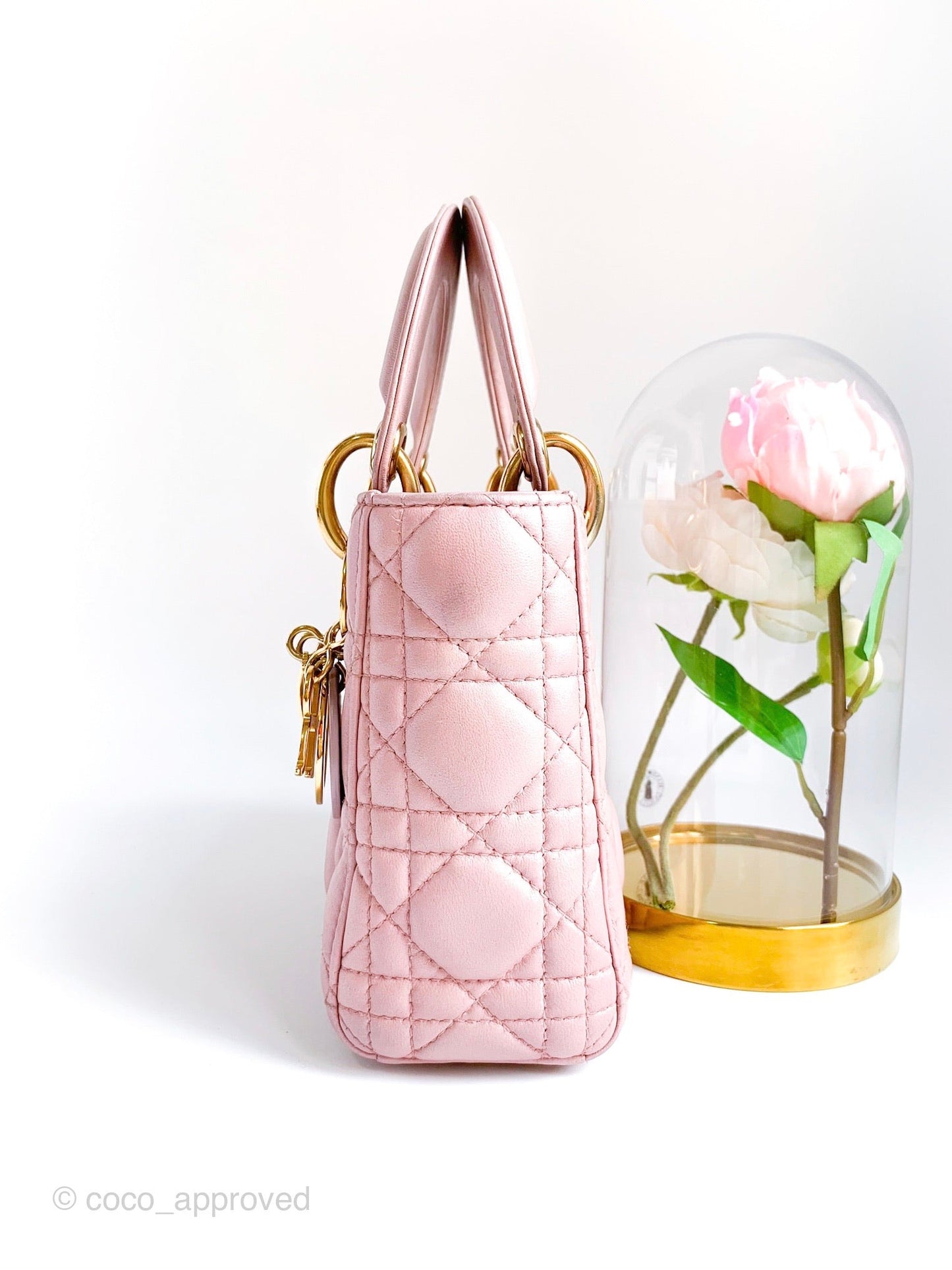 Christian Dior Calfskin Cannage Mini Lady Dior Pink