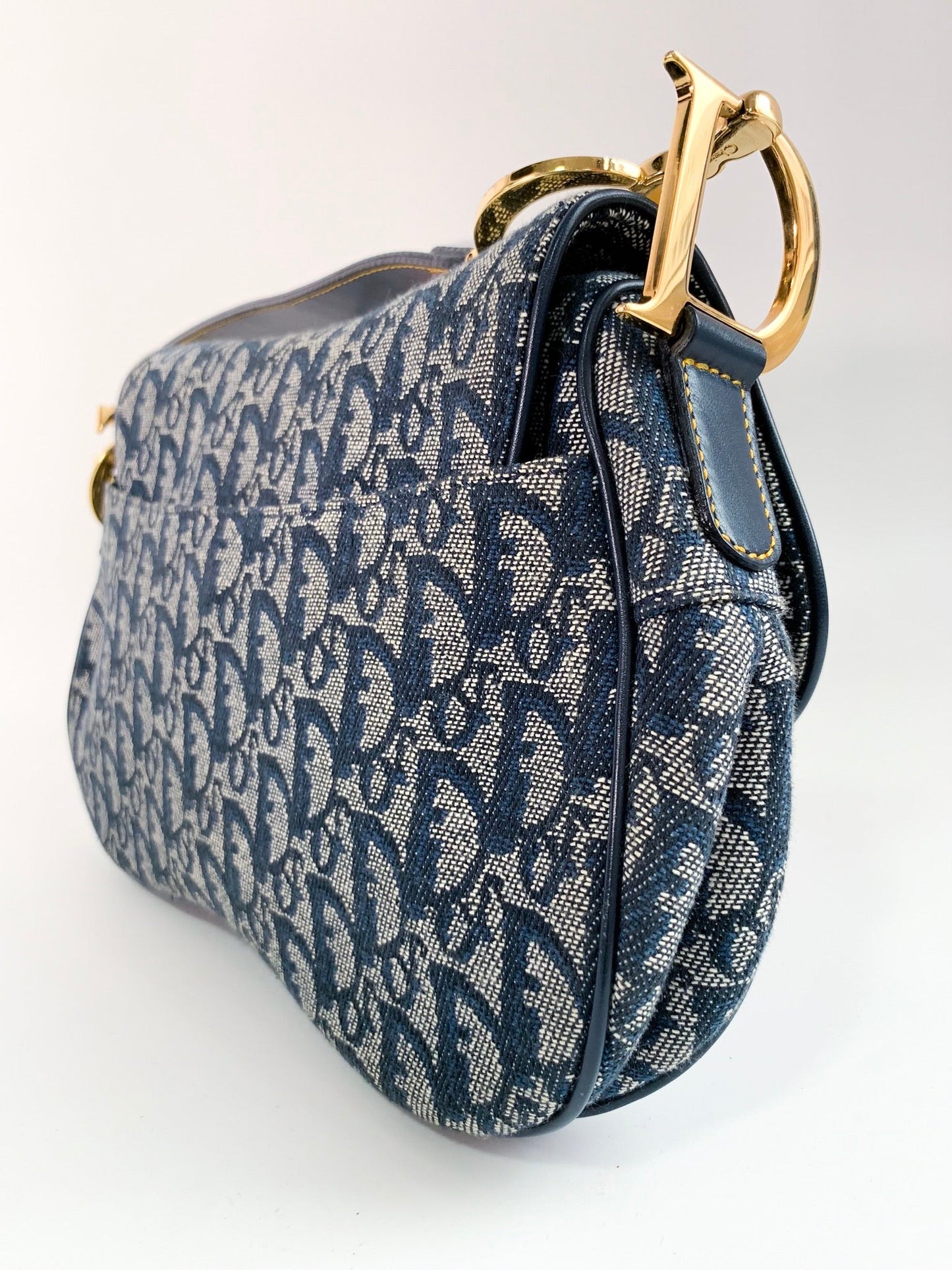 Christian Dior Vintage Oblique Saddle Bag Blue