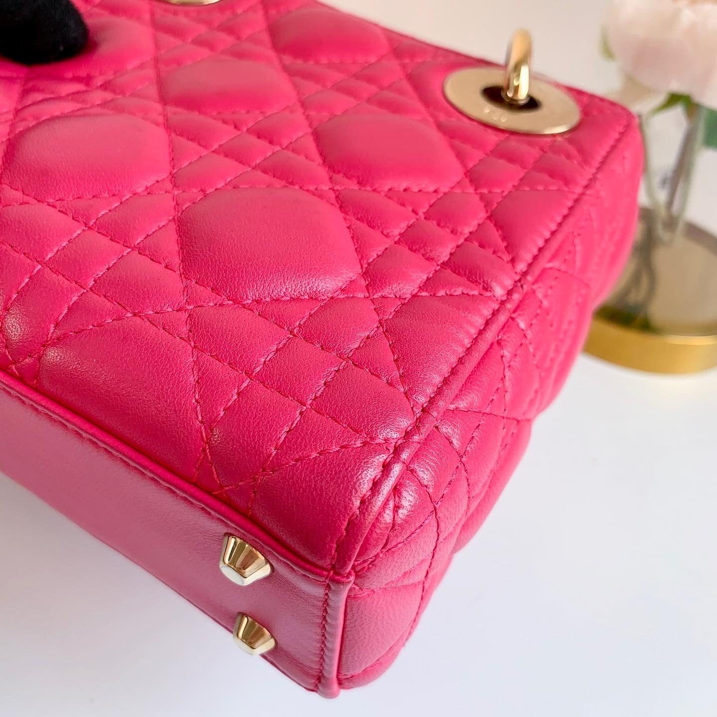 Lady Dior Mini Pink Lambskin Gold Hardware