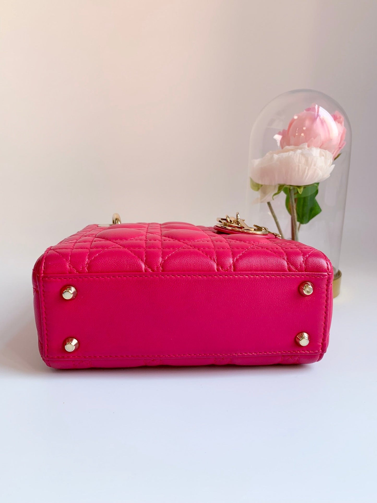 Lady Dior Mini Pink Lambskin Gold Hardware