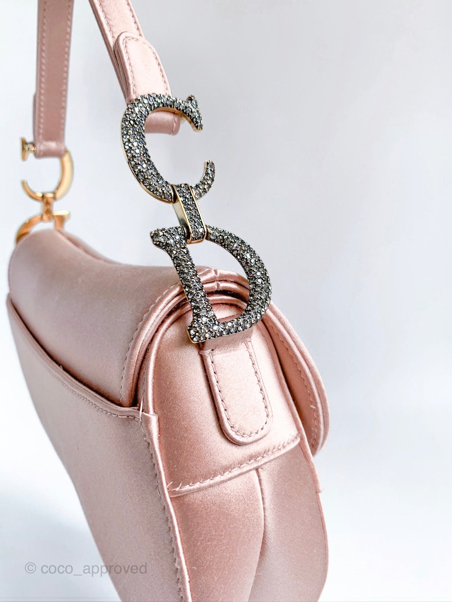 Dior Saddle Small Satin Pink Crystals