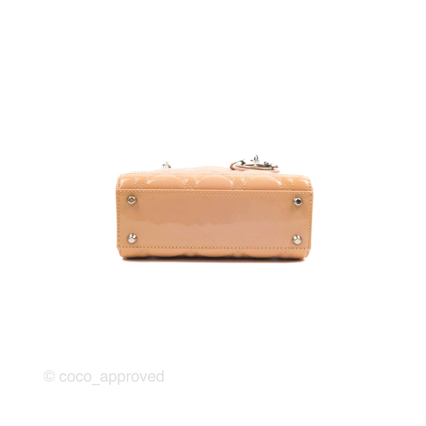 Christian Dior Mini Lady Dior Beige Pink Patent Silver Hardware