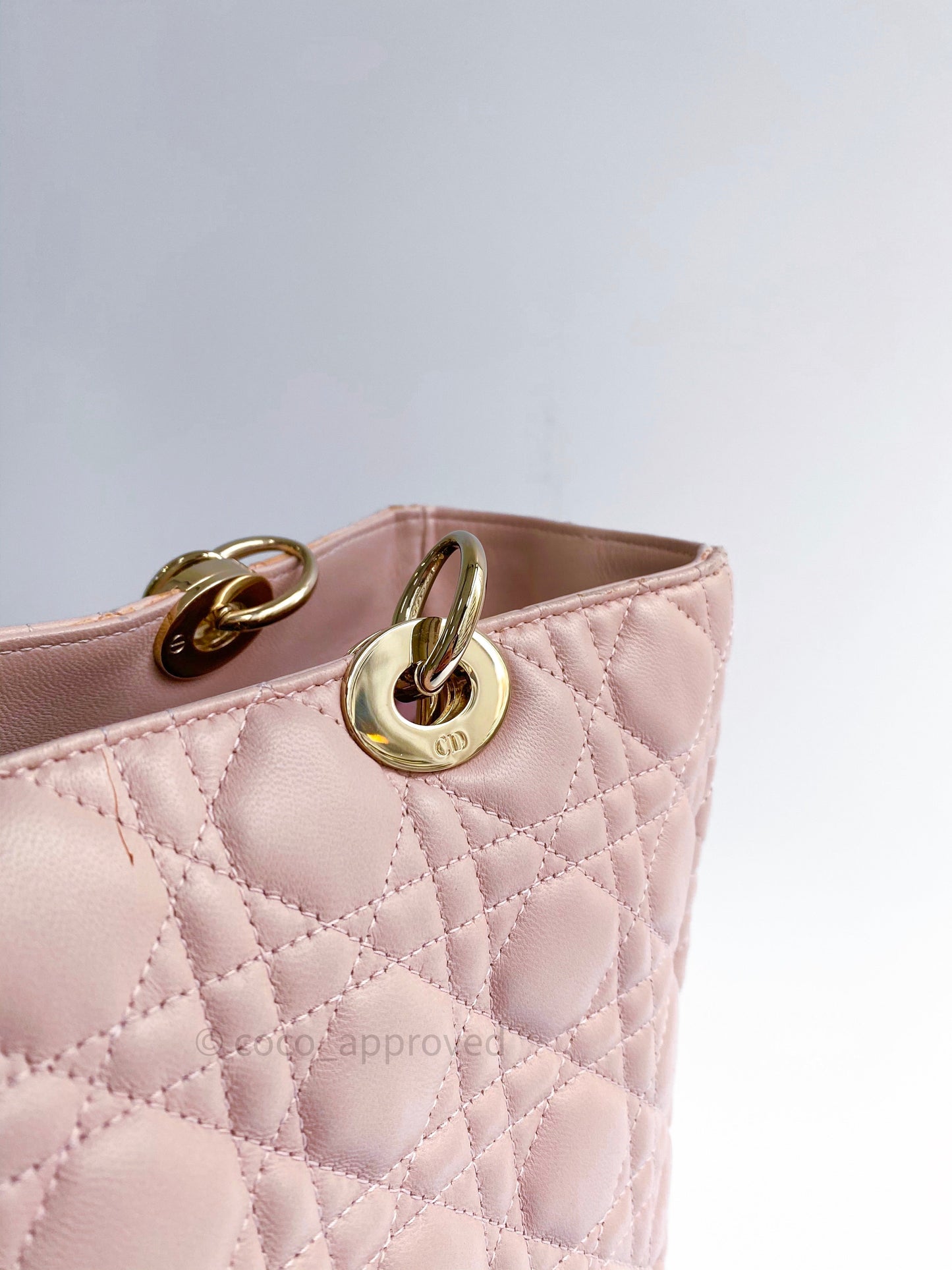 Christian Dior Lambskin Large Lady Dior Tote Bag Blush Pink