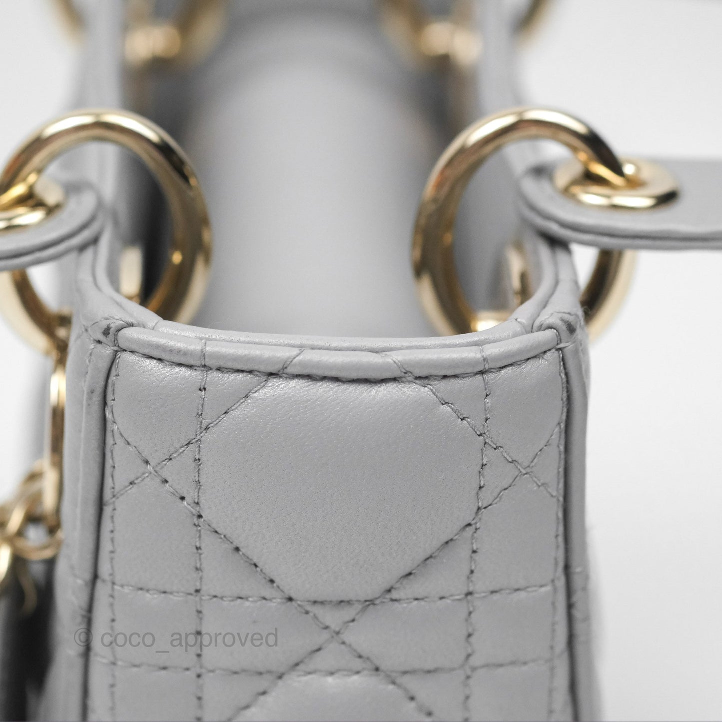 Christian Dior Cannage Mini Lady Dior Grey Gold Hardware