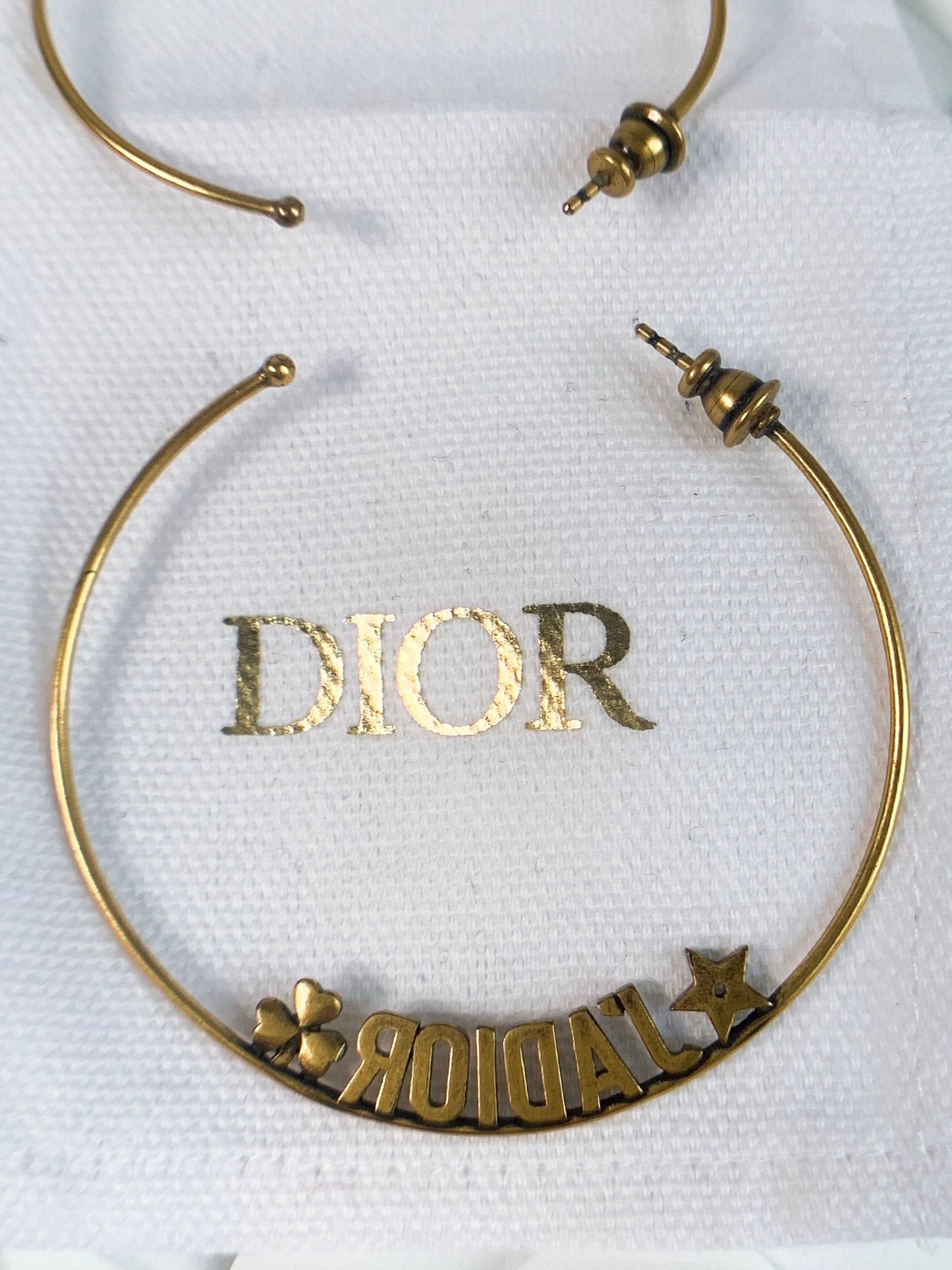 Dior J’adore Hoops Earrings Antique Gold