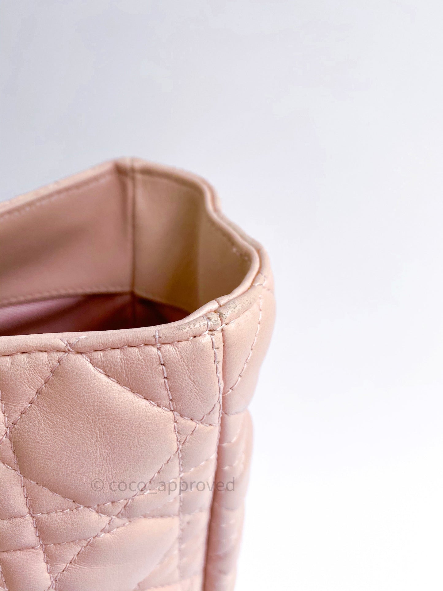 Christian Dior Lambskin Large Lady Dior Tote Bag Blush Pink
