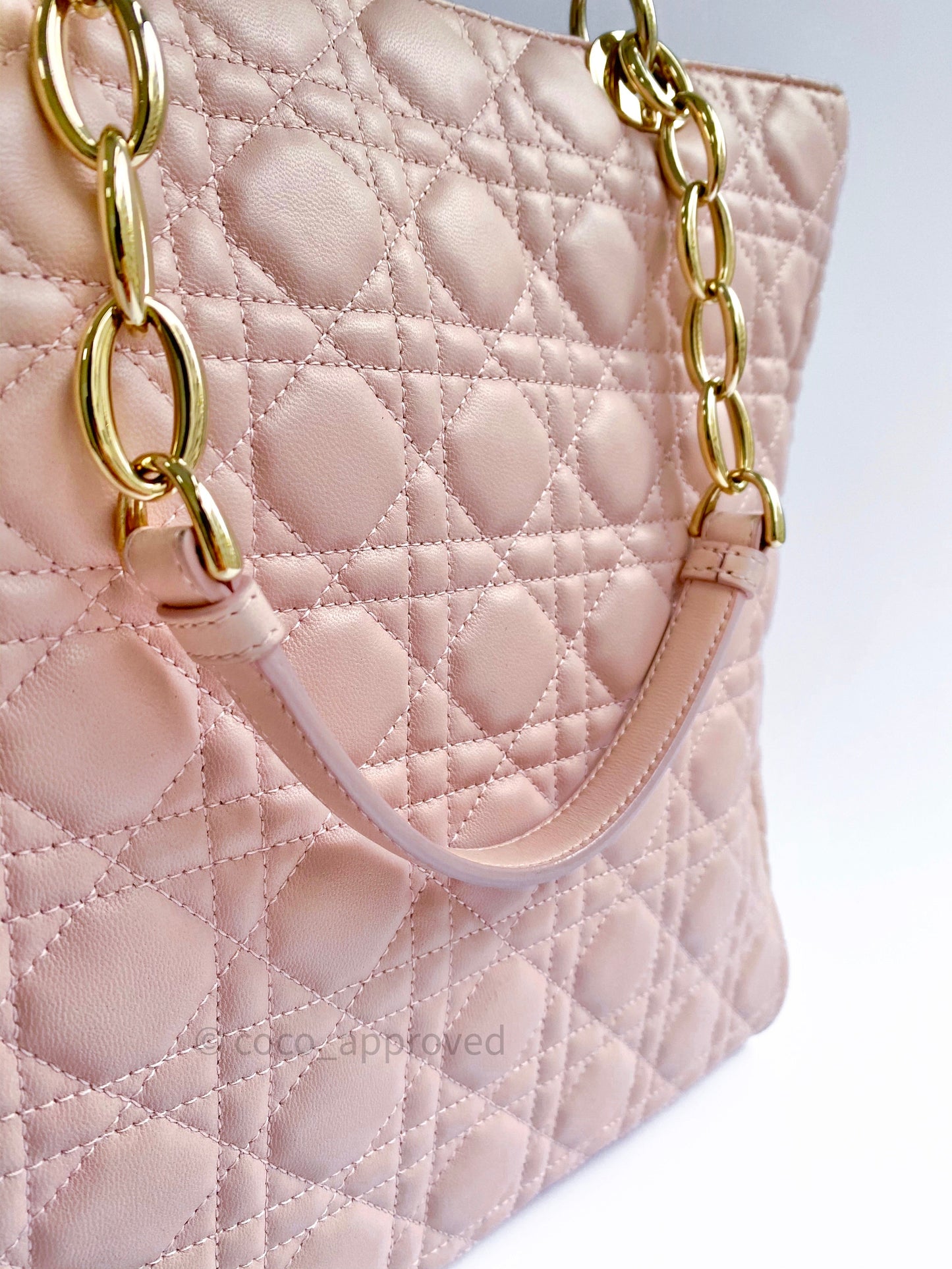 Christian Dior Lambskin Large Lady Dior Tote Bag Blush Pink