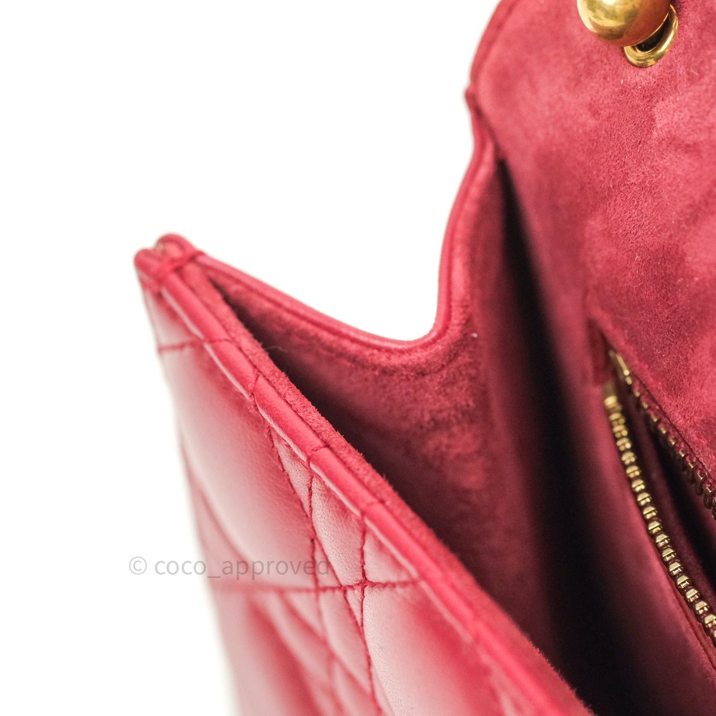 Christian Dior Lambskin Cannage Small Dioraddict Flap Bag Red Gold Hardware