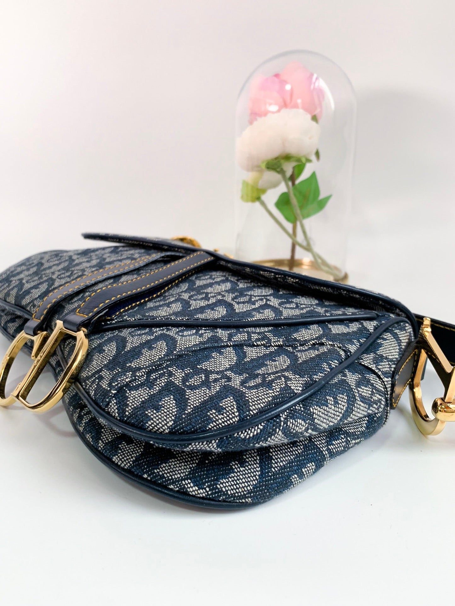 Christian Dior Vintage Oblique Saddle Bag Blue