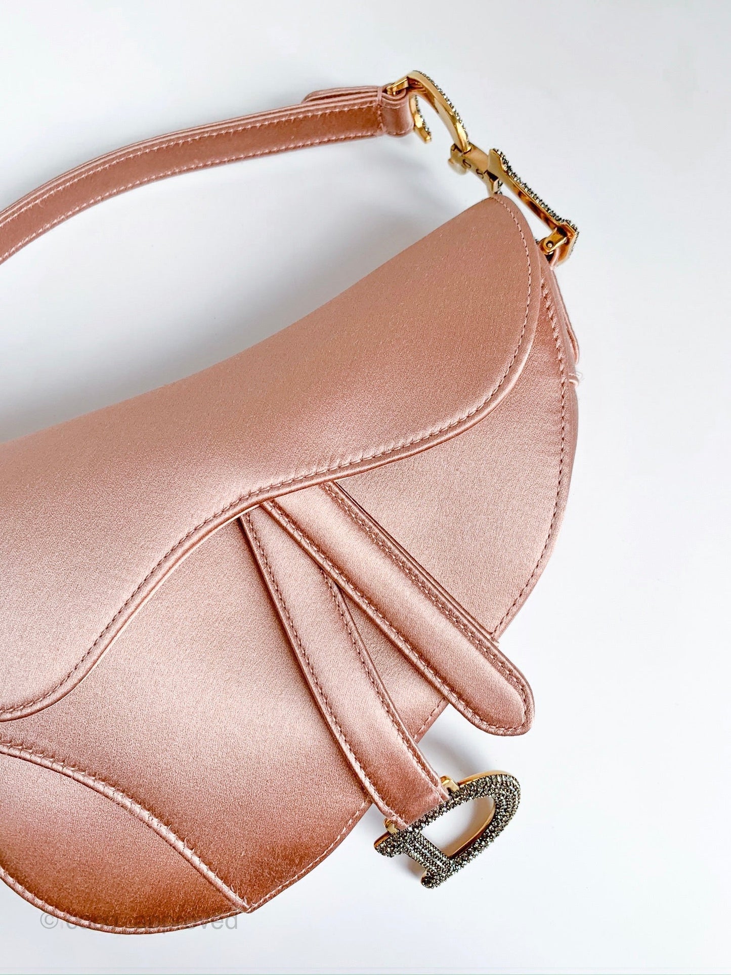 Dior Saddle Small Satin Pink Crystals