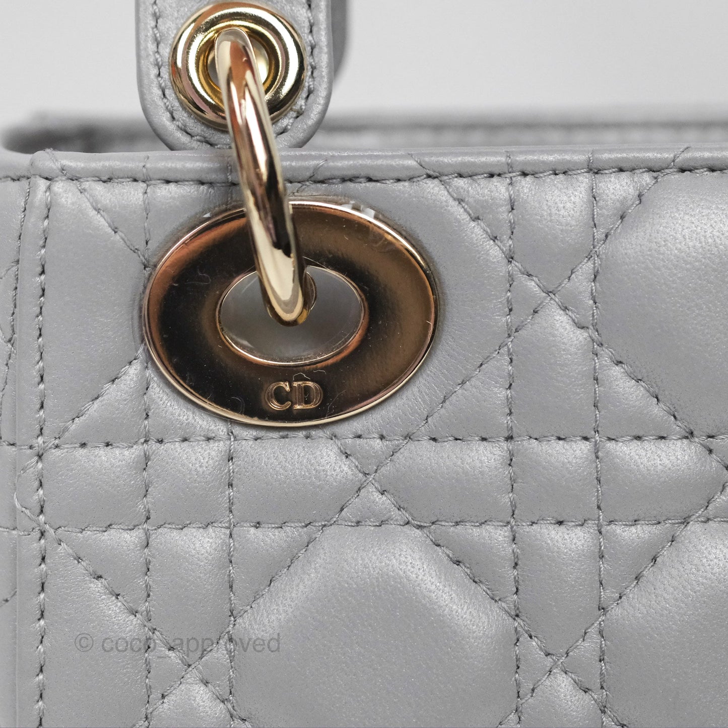 Christian Dior Cannage Mini Lady Dior Grey Gold Hardware