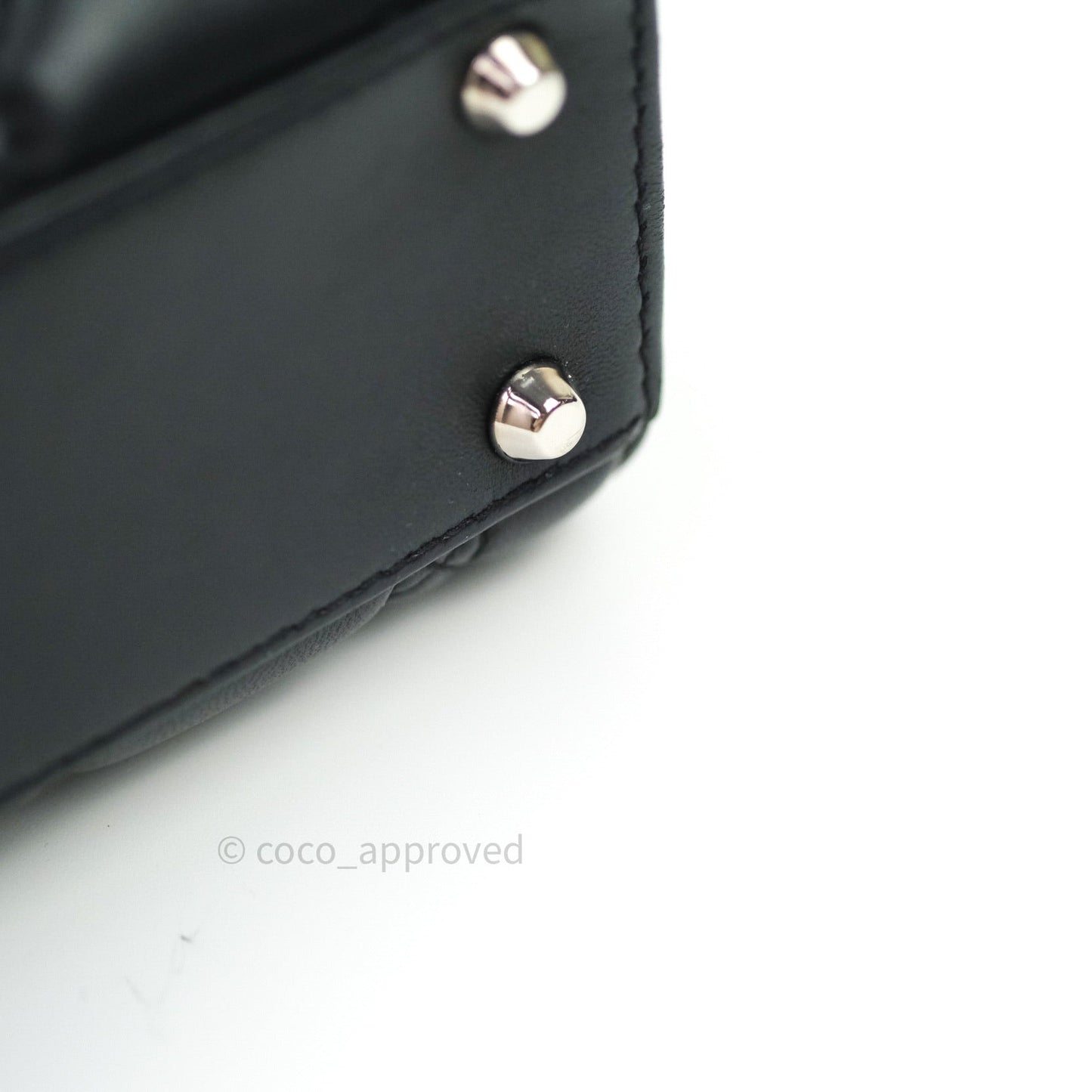 Christian Dior Cannage Mini Lady Dior Black Silver Hardware