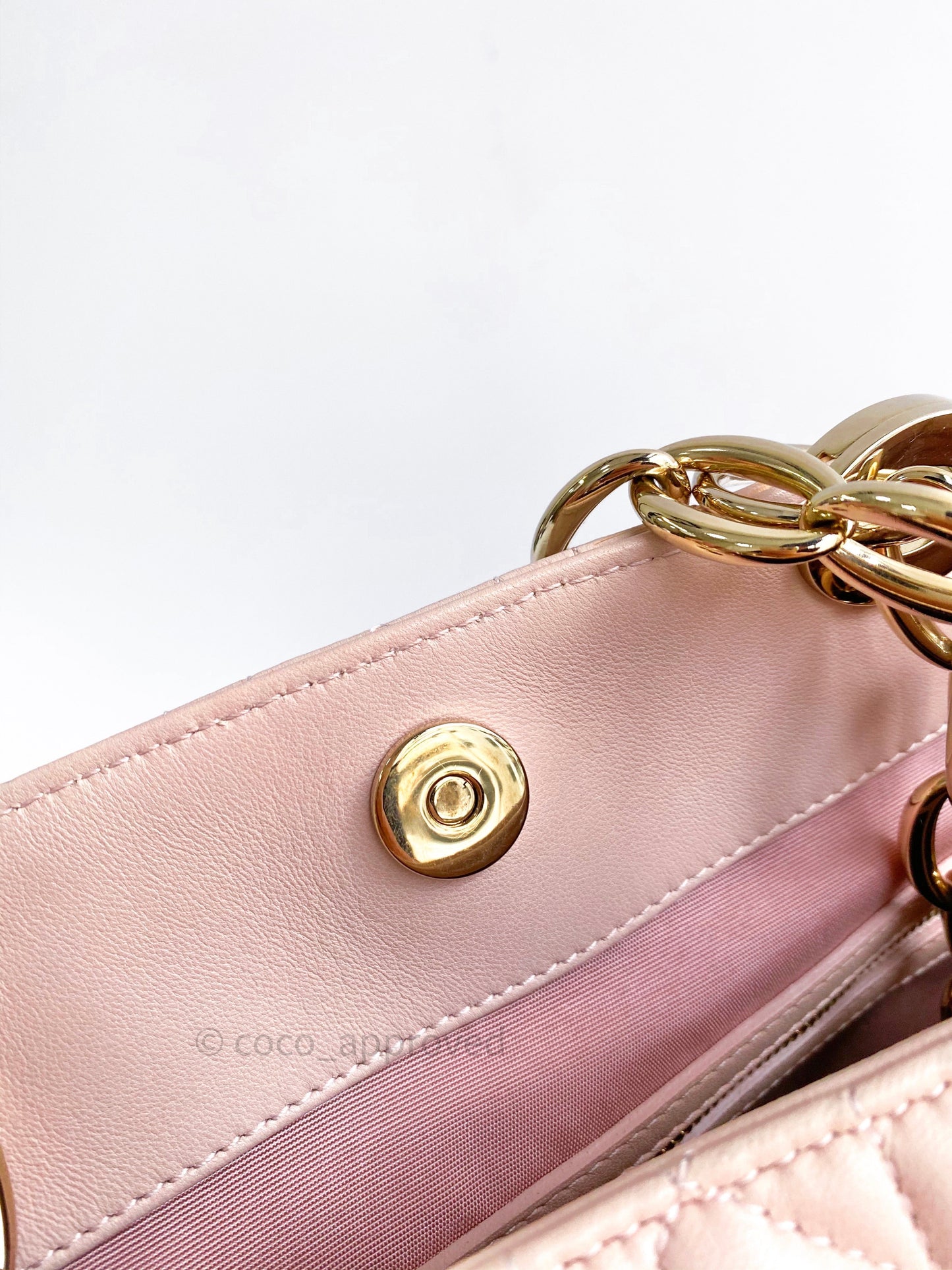 Christian Dior Lambskin Large Lady Dior Tote Bag Blush Pink