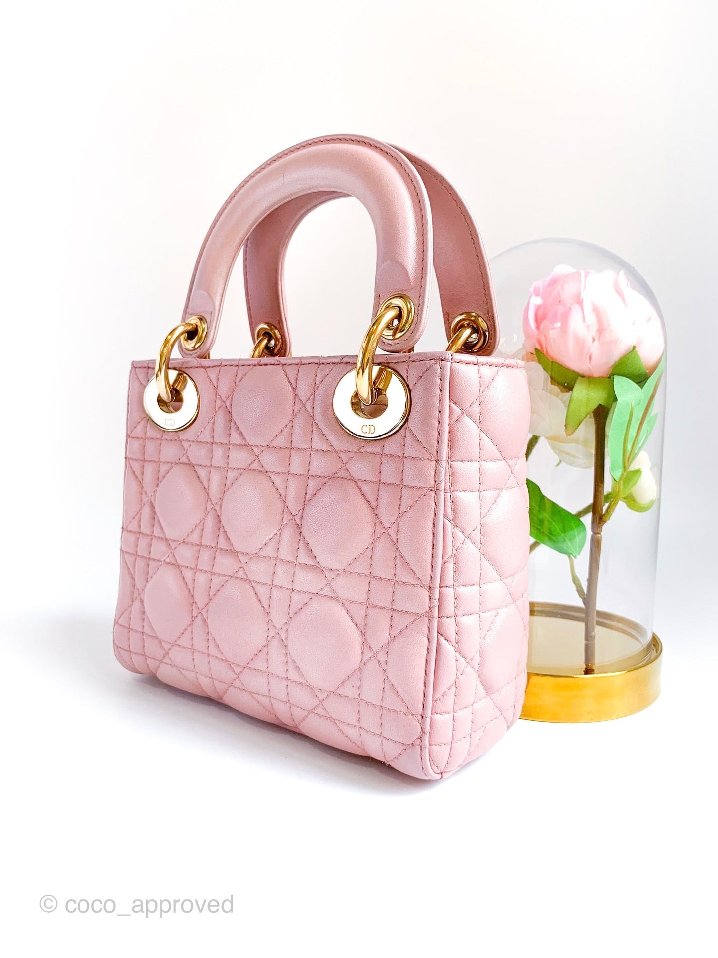 Christian Dior Calfskin Cannage Mini Lady Dior Pink