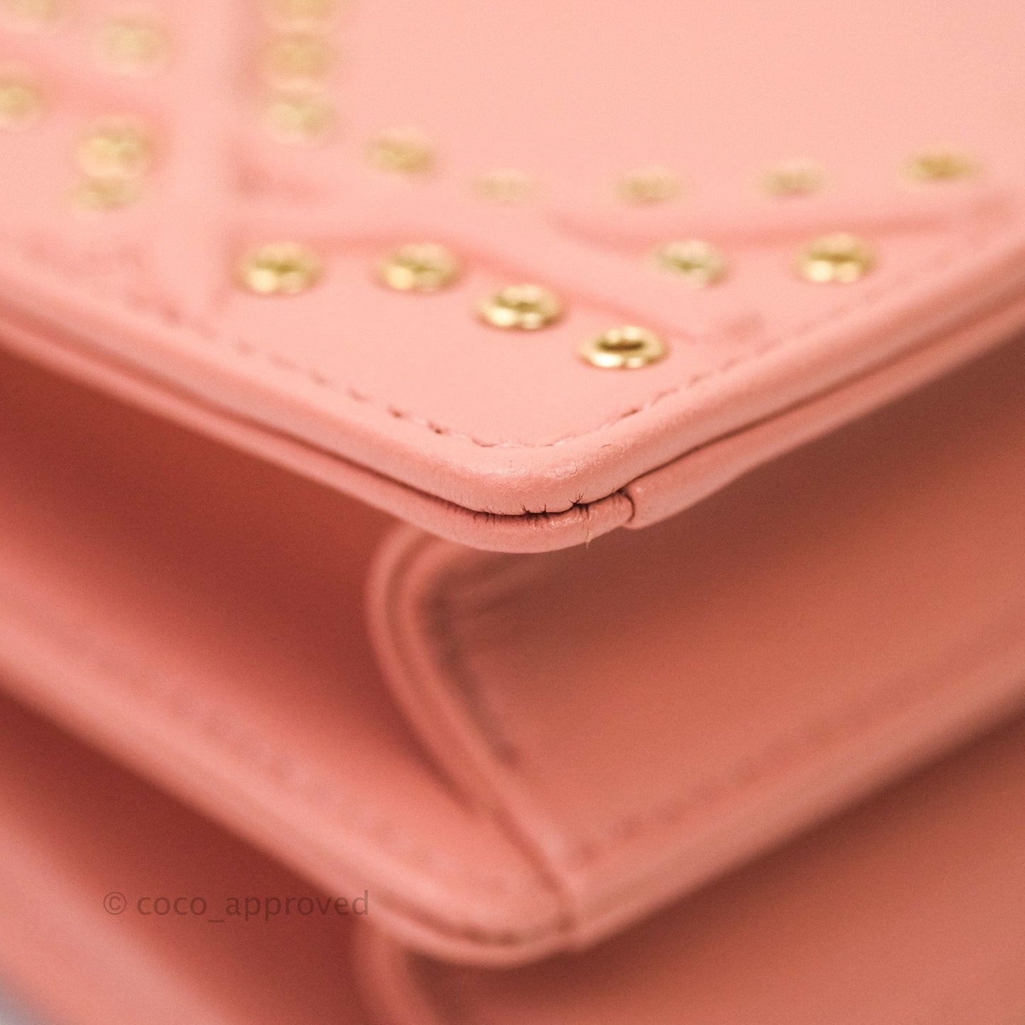 Christian Dior Lambskin Studded Vertical Diorama Dust Candy