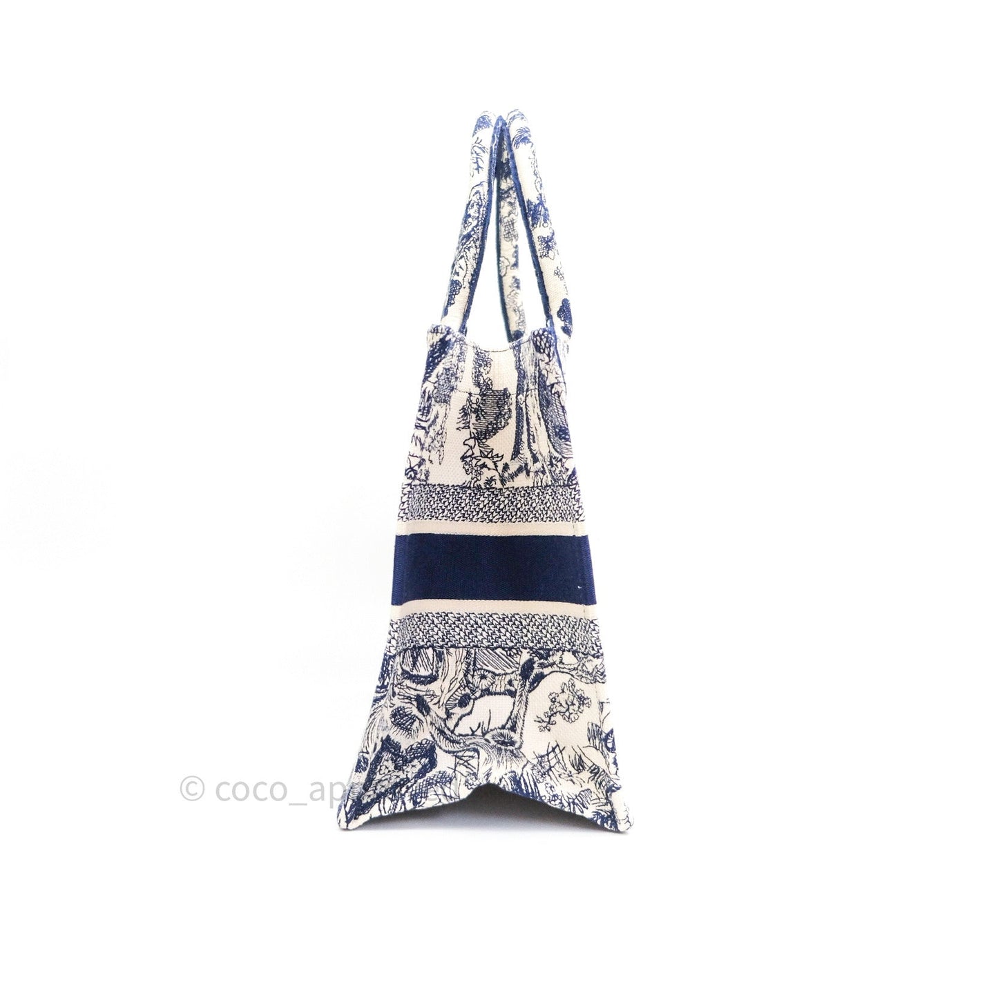 Christian Dior Embroidered Toile De Jouy Small Canvas Book Tote Blue
