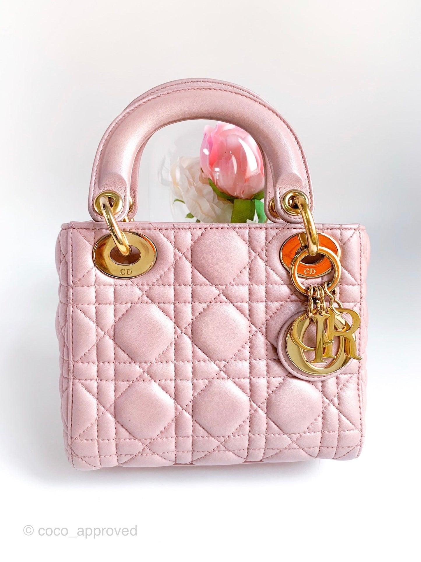 Christian Dior Calfskin Cannage Mini Lady Dior Pink
