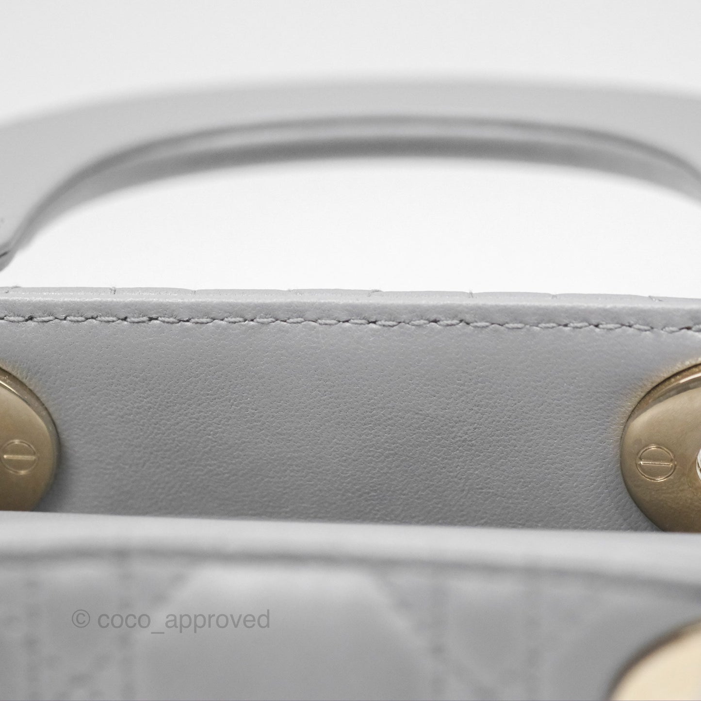 Christian Dior Cannage Mini Lady Dior Grey Gold Hardware
