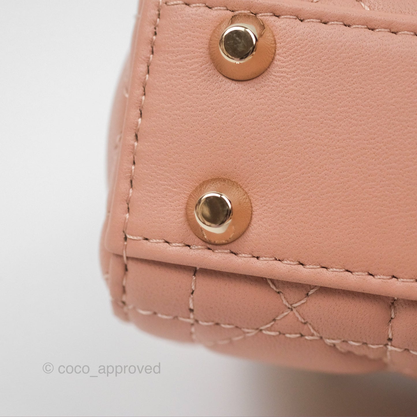 Christian Dior Micro Lady Dior Cannage Rose Des Vents Cannage Lambskin Gold Hardware