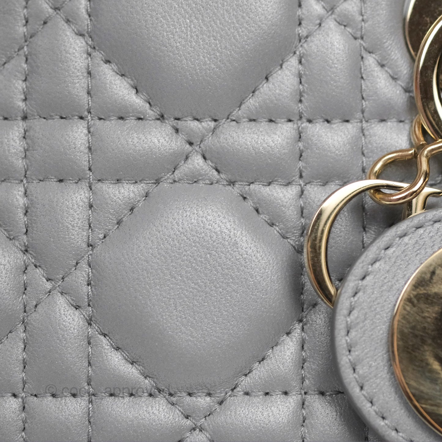 Christian Dior Cannage Mini Lady Dior Grey Gold Hardware