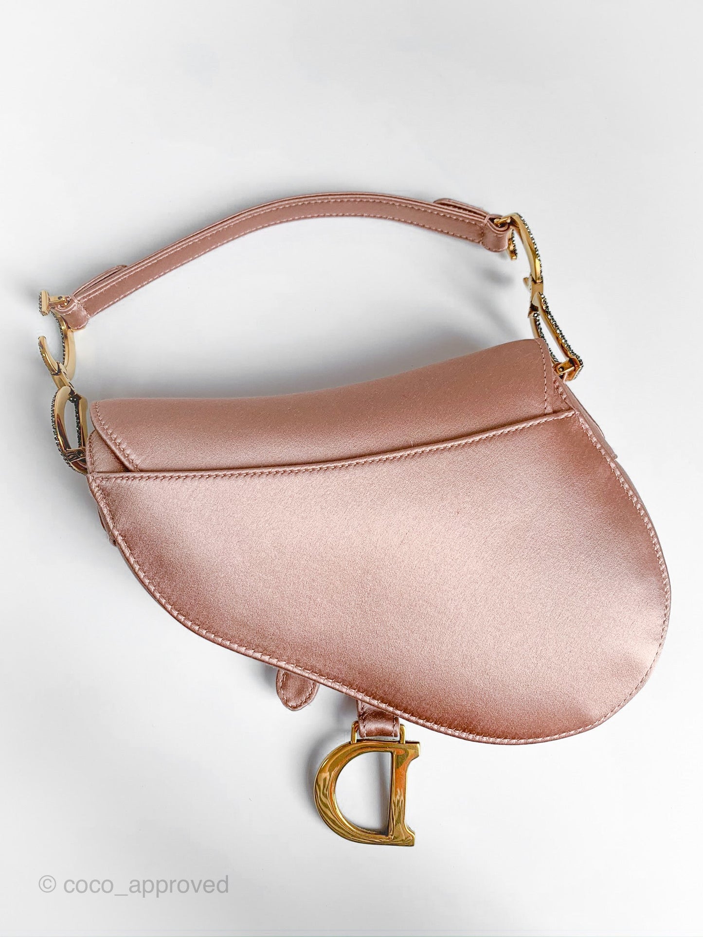 Dior Saddle Small Satin Pink Crystals