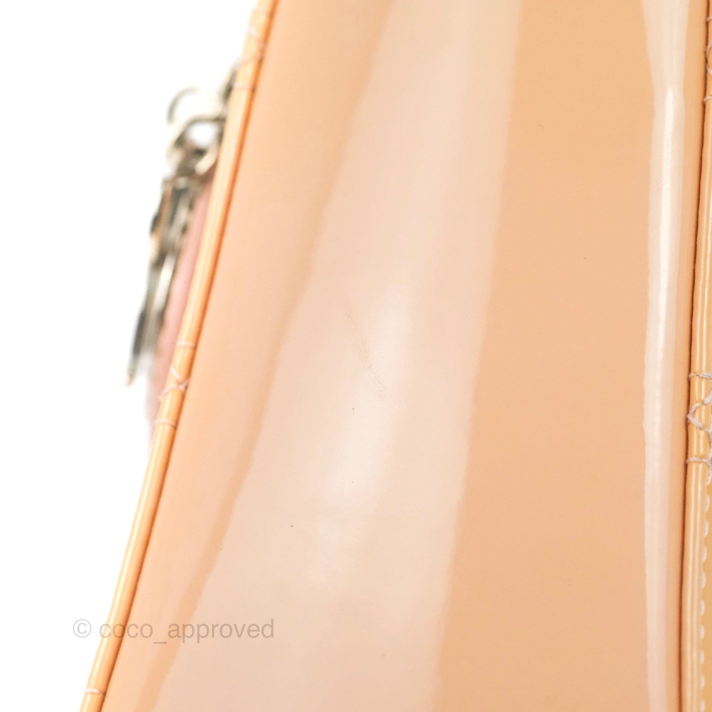 Christian Dior Mini Lady Dior Beige Pink Patent Silver Hardware