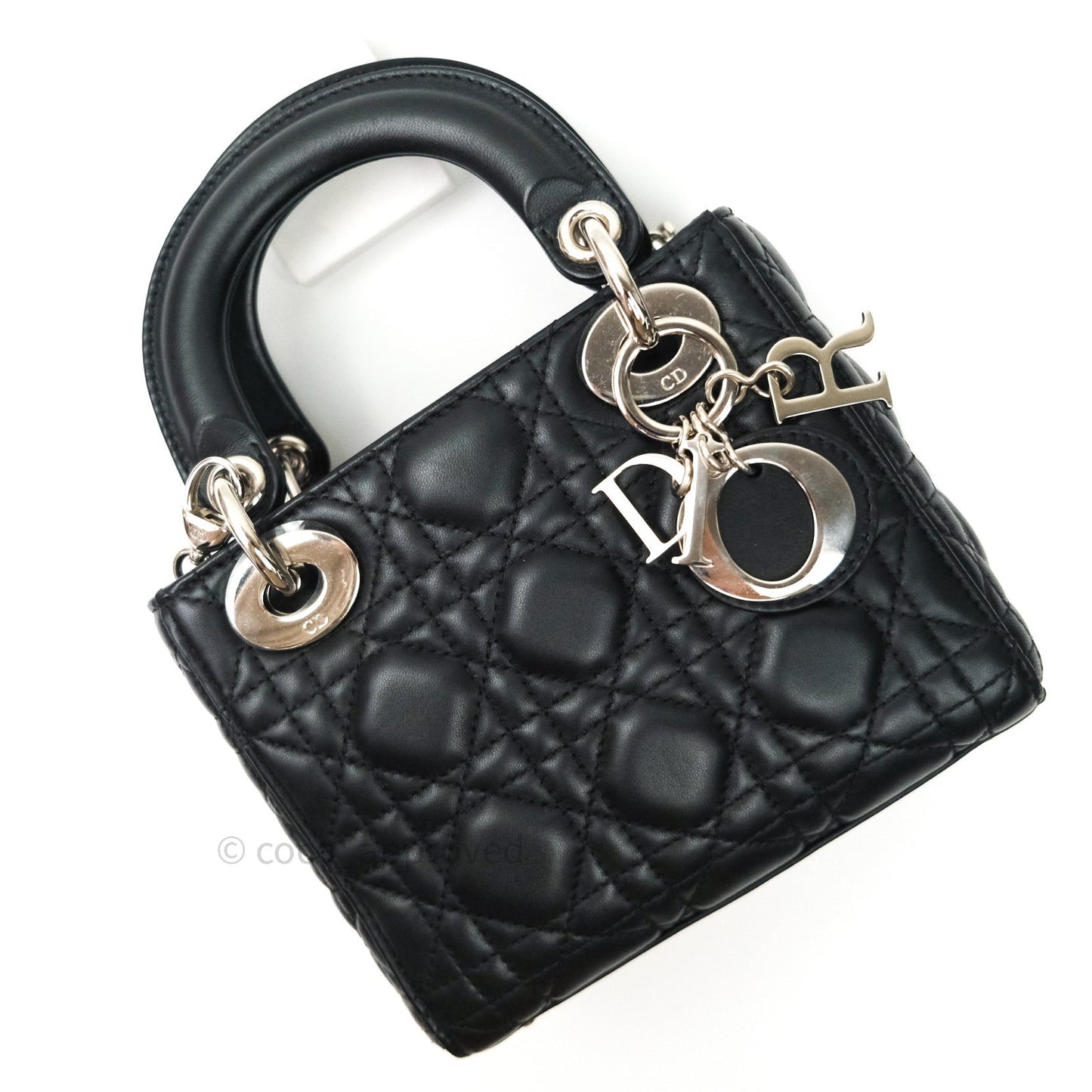 Christian Dior Cannage Mini Lady Dior Black Silver Hardware