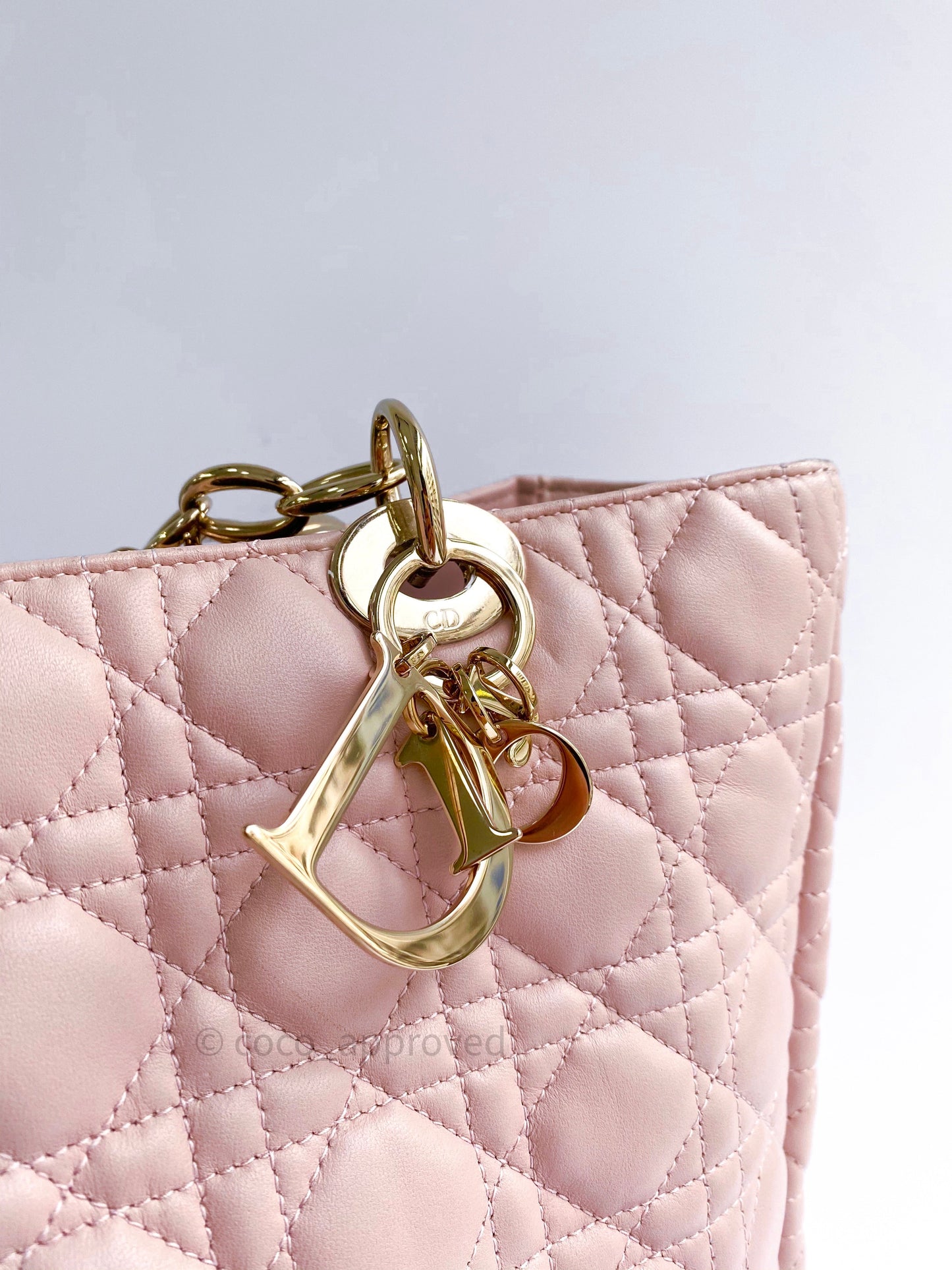 Christian Dior Lambskin Large Lady Dior Tote Bag Blush Pink