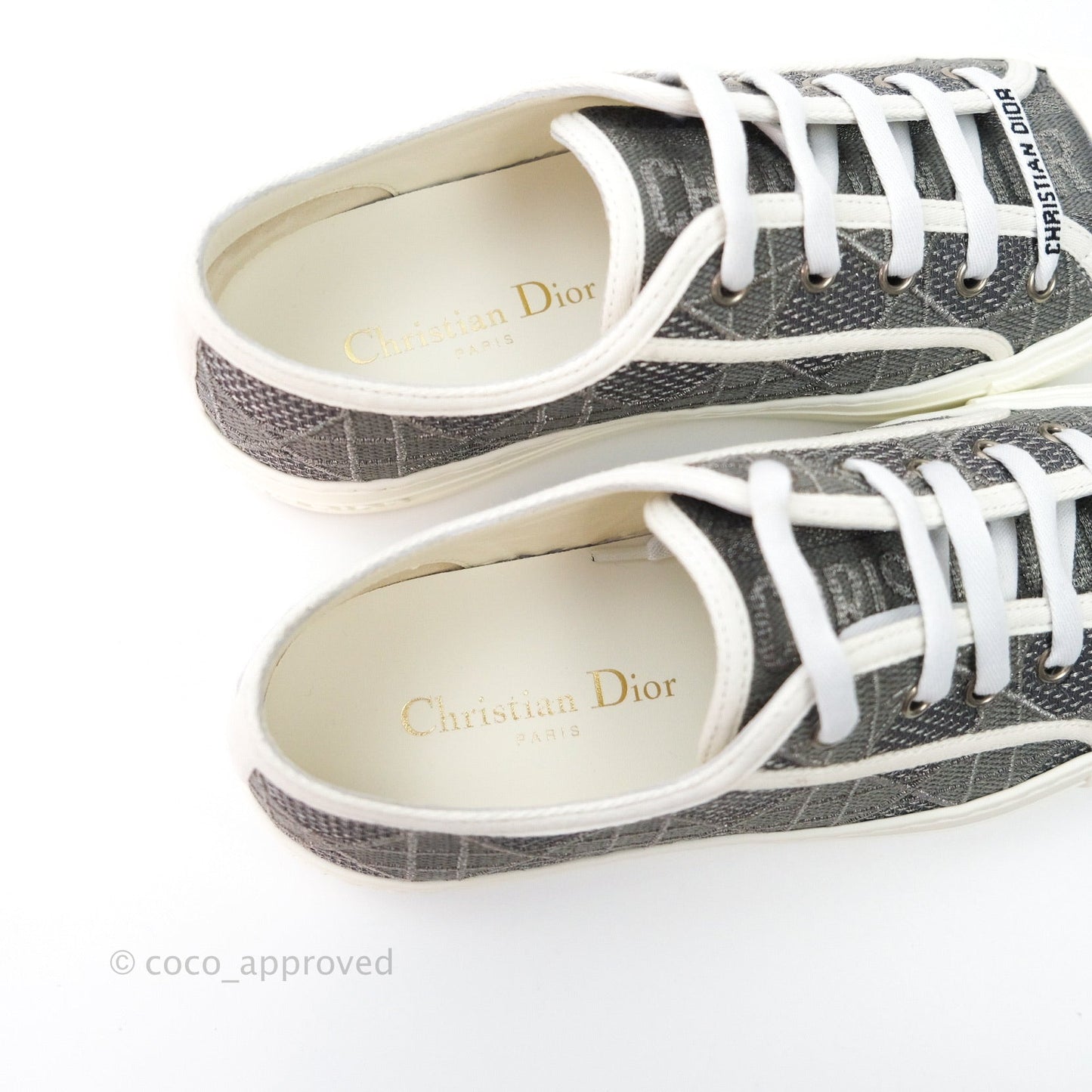 Christian Dior Walk’n’Dior Gray Cannage Embroidered Metallic Cotton