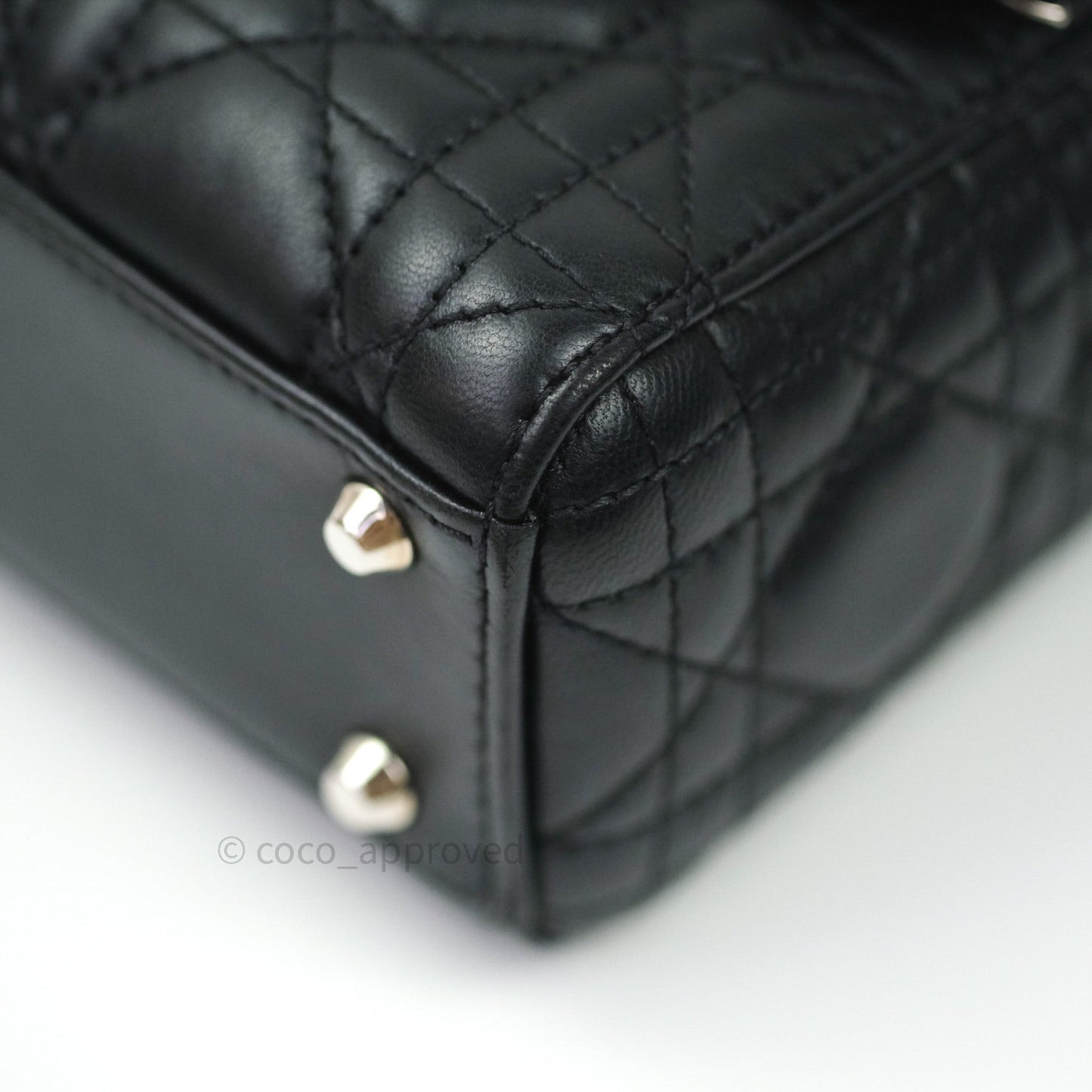 Christian Dior Cannage Mini Lady Dior Black Silver Hardware