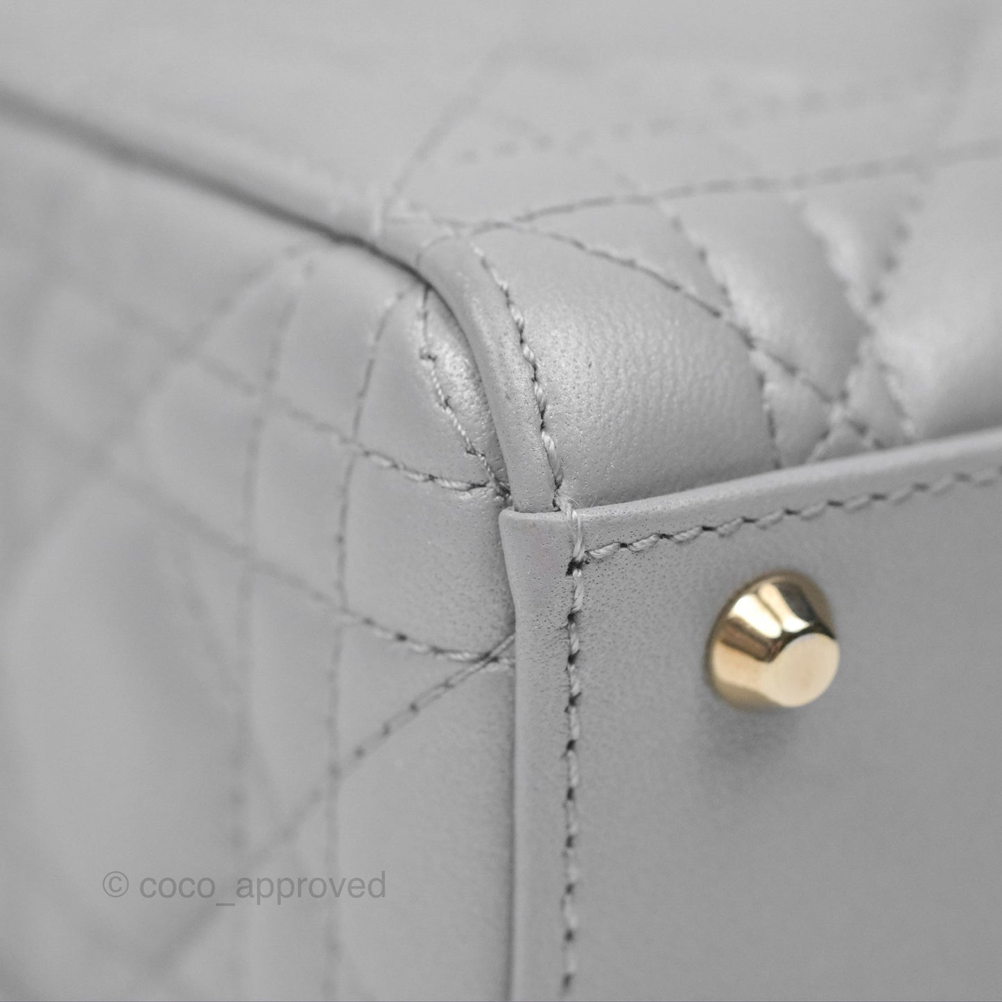 Christian Dior Cannage Mini Lady Dior Grey Gold Hardware