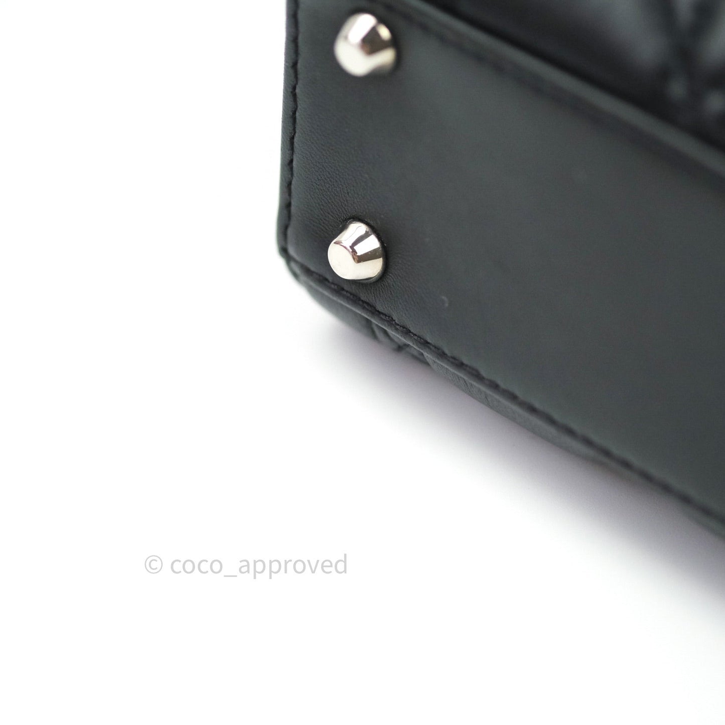 Christian Dior Cannage Mini Lady Dior Black Silver Hardware