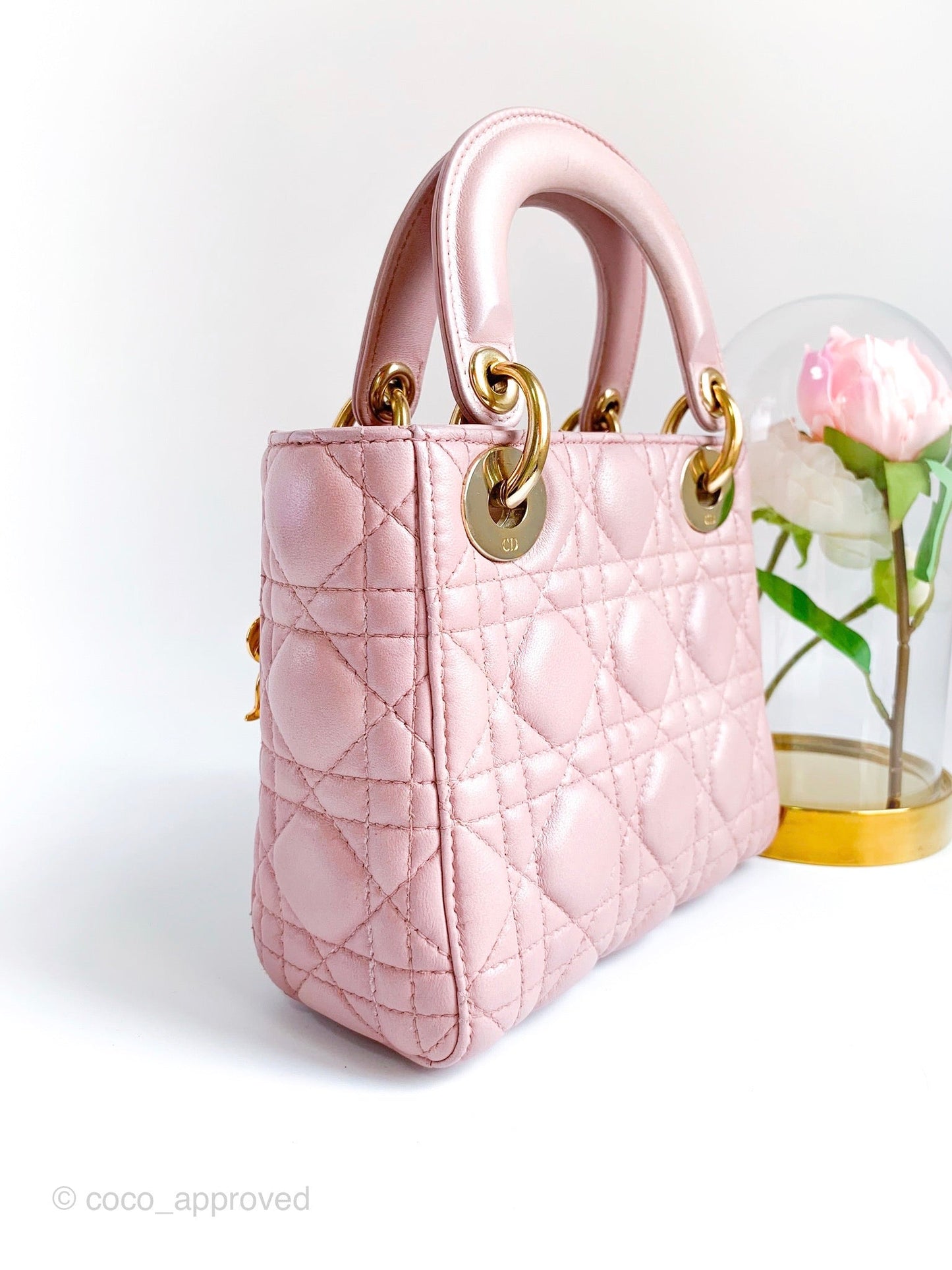 Christian Dior Calfskin Cannage Mini Lady Dior Pink