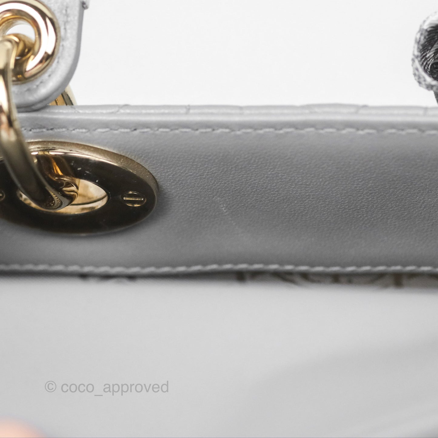 Christian Dior Cannage Mini Lady Dior Grey Gold Hardware