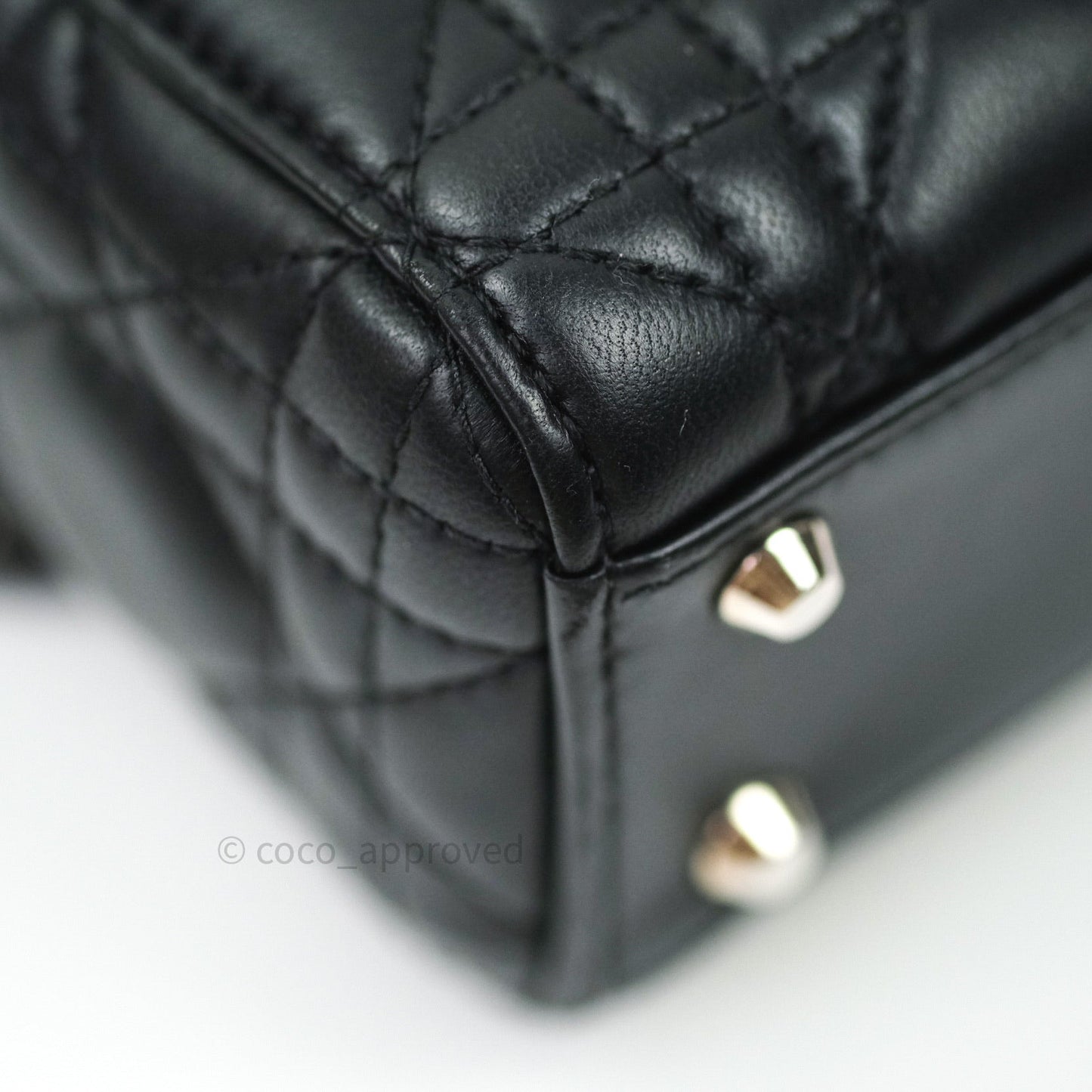 Christian Dior Cannage Mini Lady Dior Black Silver Hardware
