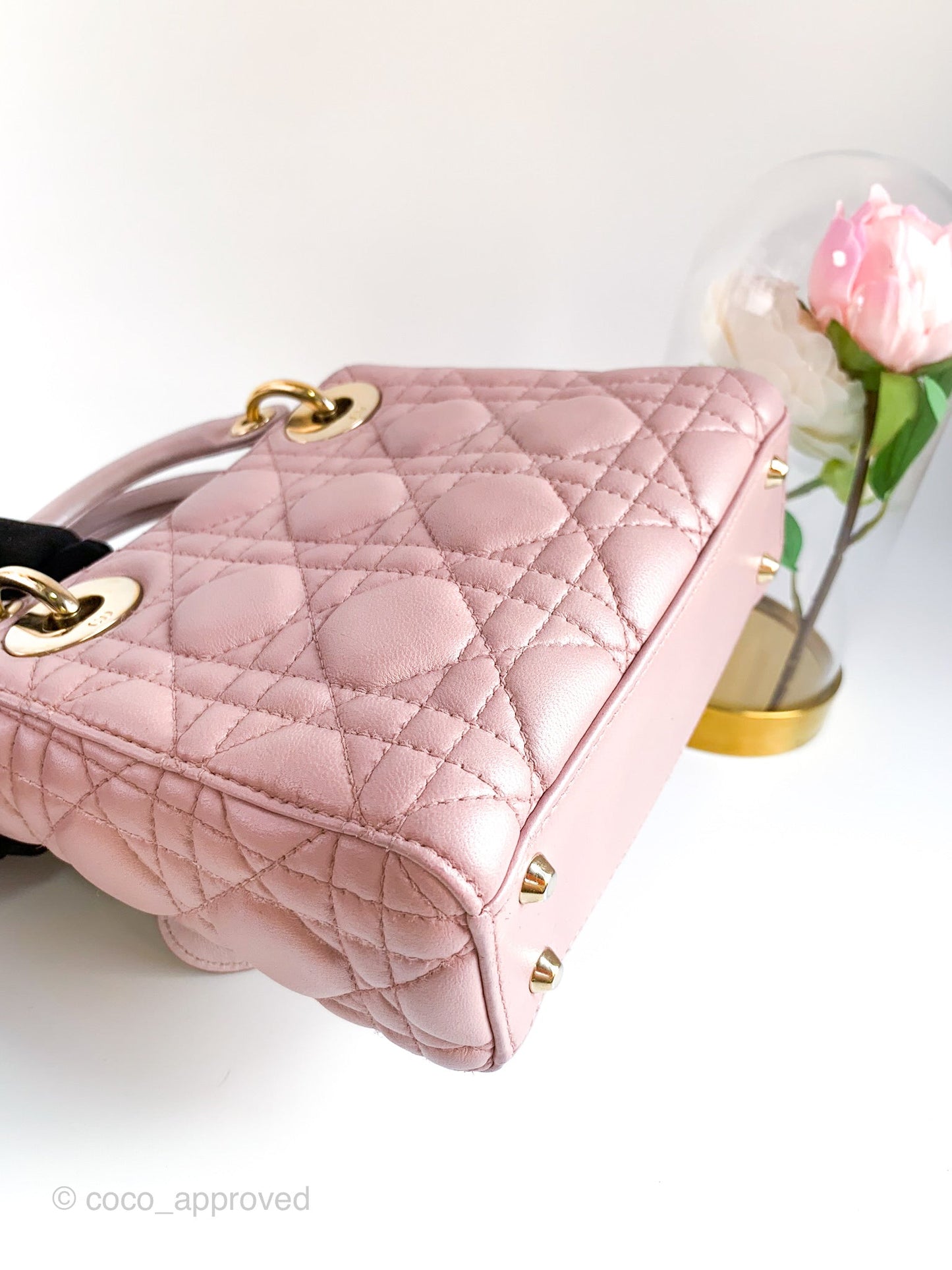 Christian Dior Calfskin Cannage Mini Lady Dior Pink