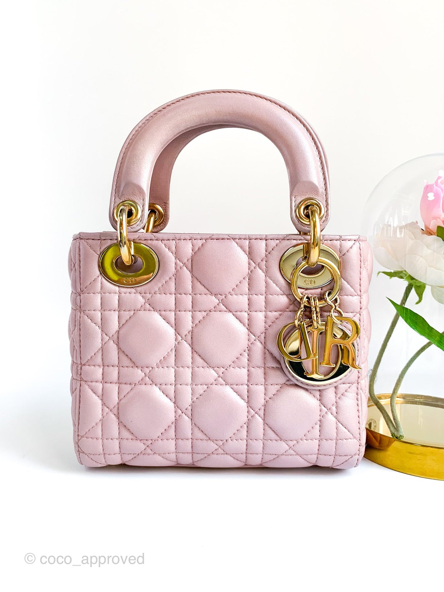 Christian Dior Calfskin Cannage Mini Lady Dior Pink