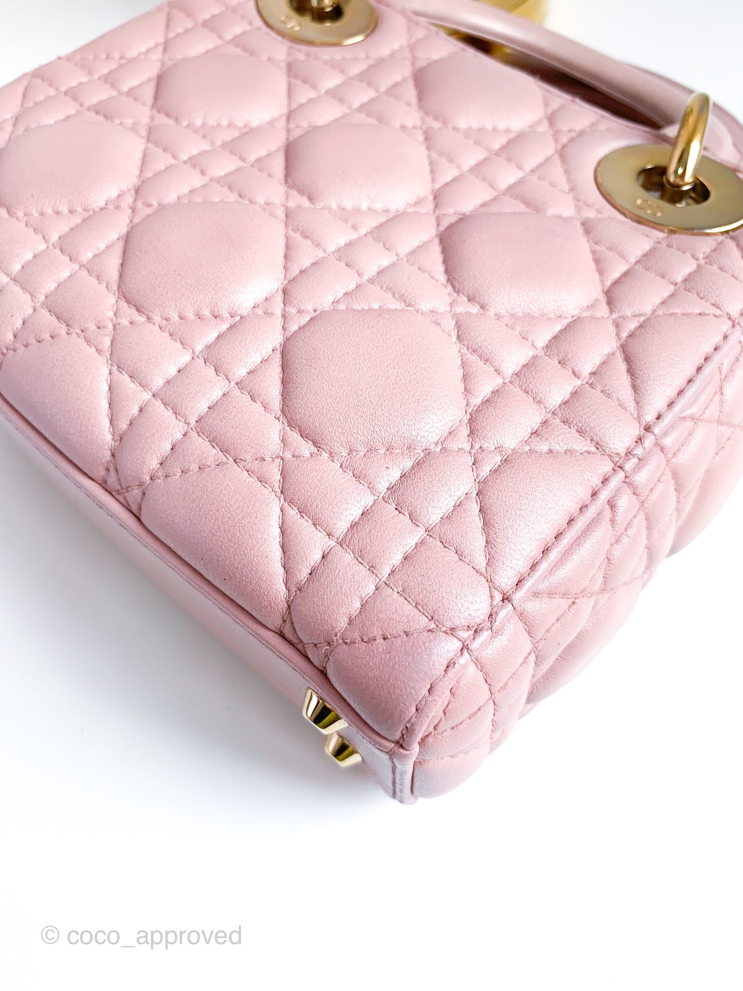 Christian Dior Calfskin Cannage Mini Lady Dior Pink