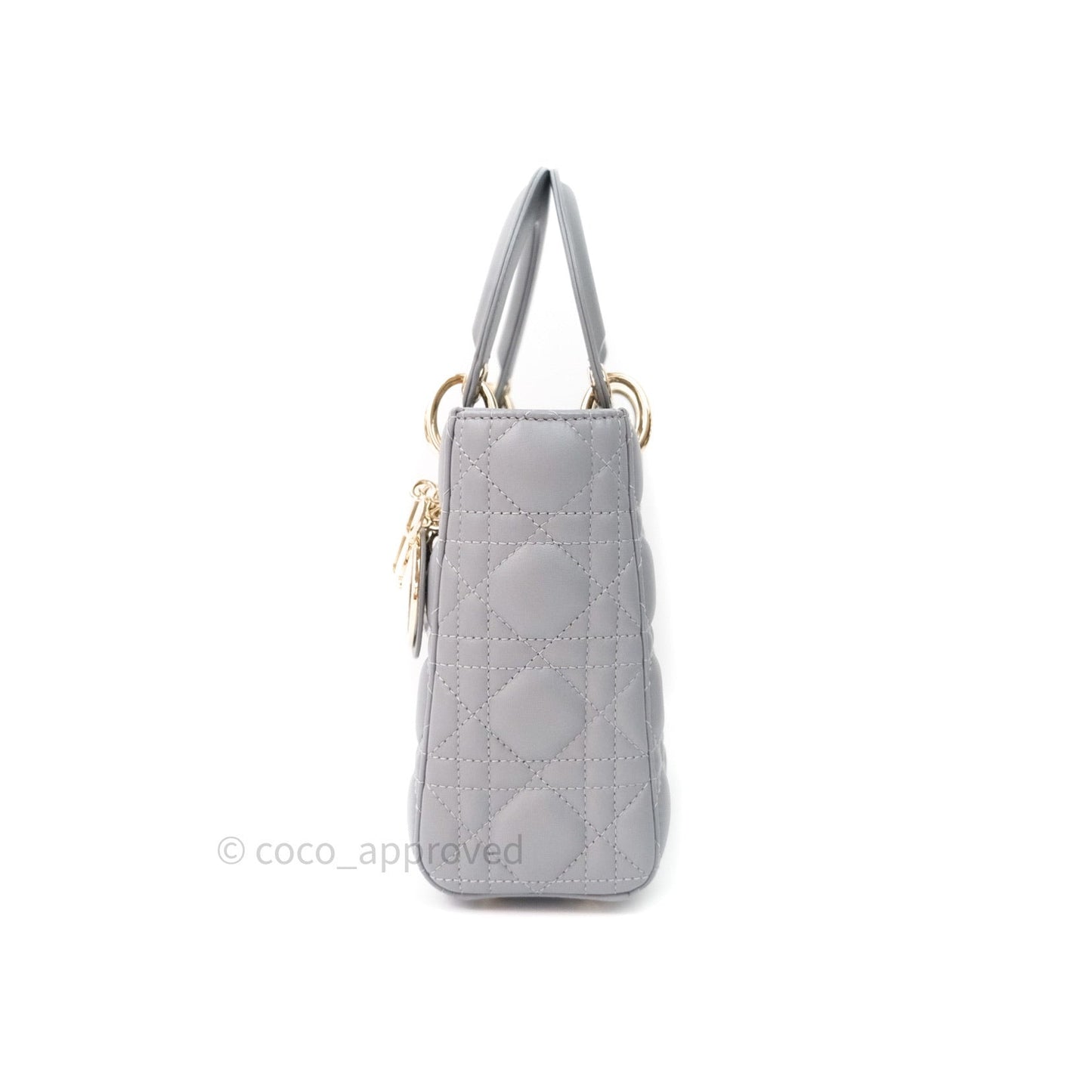 Christian Dior Lambskin My ABCDior Lady Dior Grey Gold Hardware