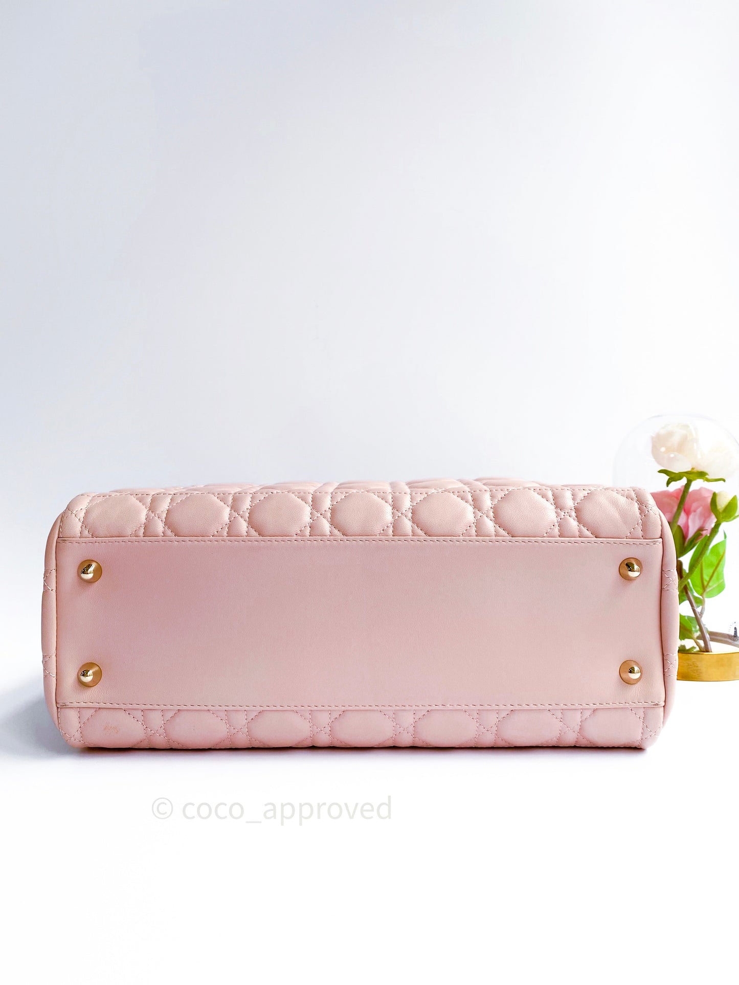 Christian Dior Lambskin Large Lady Dior Tote Bag Blush Pink