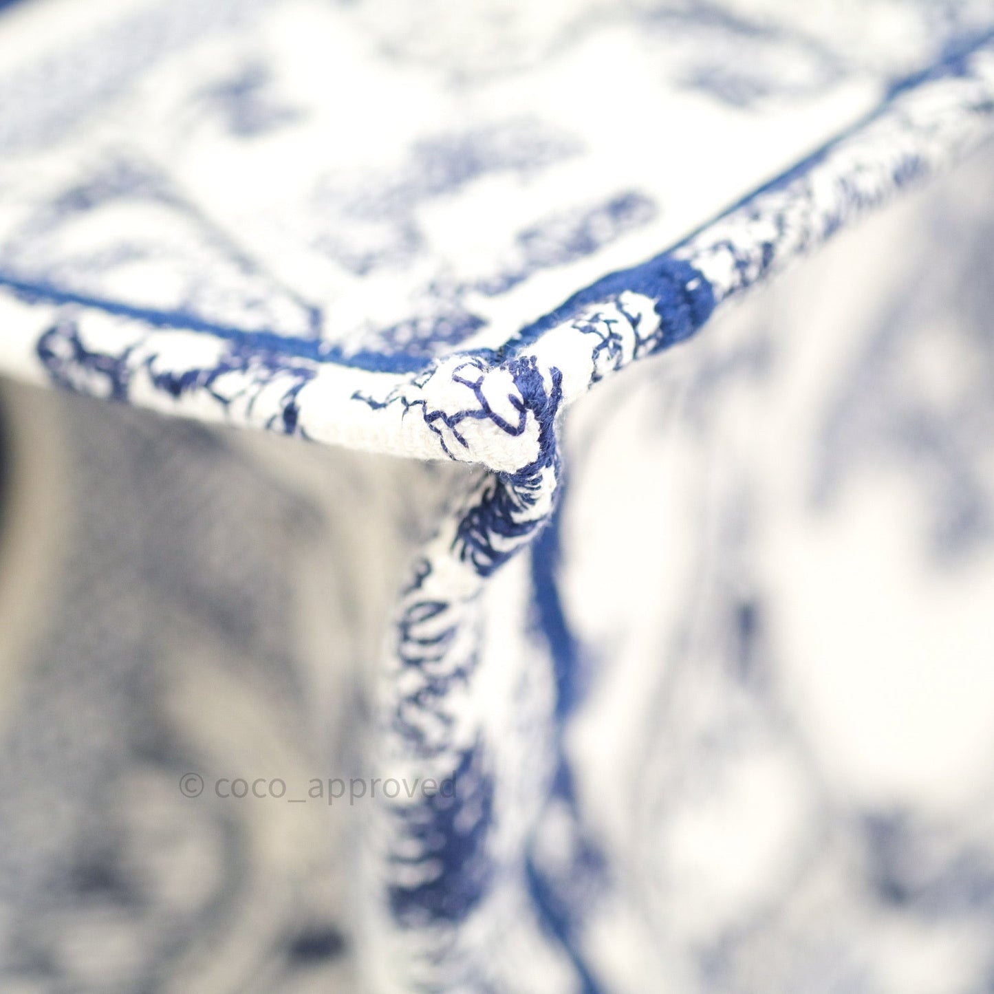Christian Dior Embroidered Toile De Jouy Small Canvas Book Tote Blue