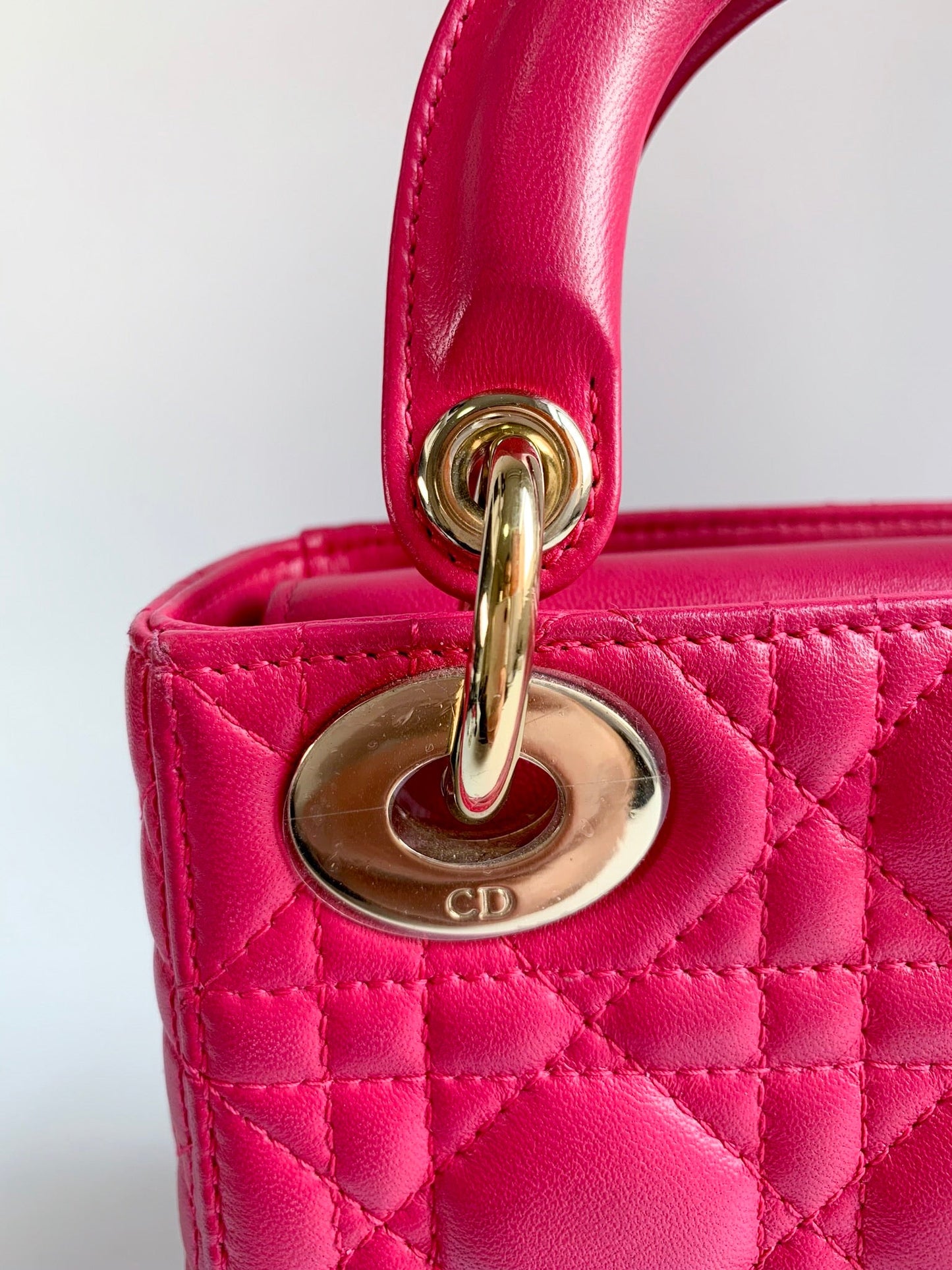 Lady Dior Mini Pink Lambskin Gold Hardware