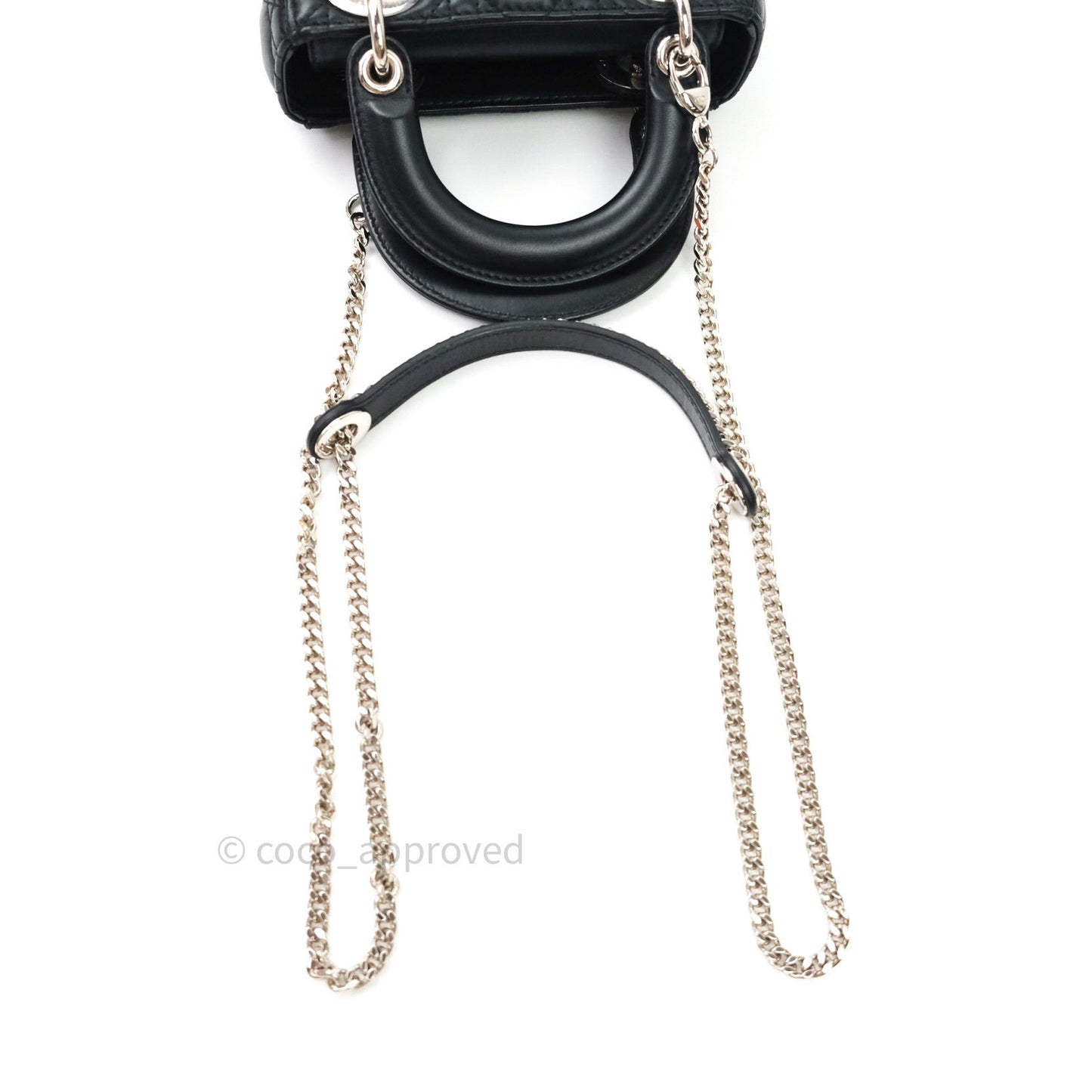 Christian Dior Cannage Mini Lady Dior Black Silver Hardware