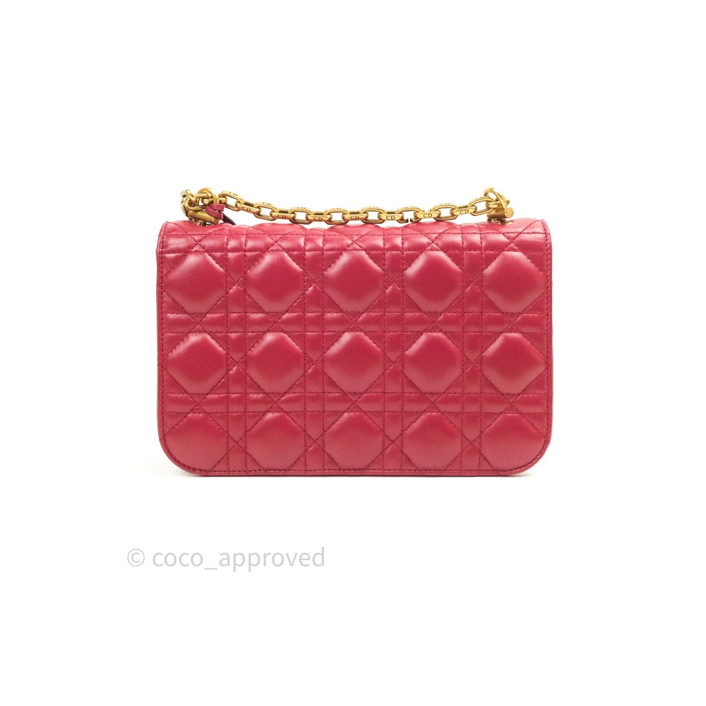 Christian Dior Lambskin Cannage Small Dioraddict Flap Bag Red Gold Hardware