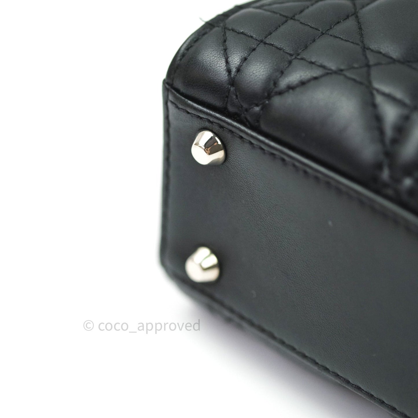 Christian Dior Cannage Mini Lady Dior Black Silver Hardware